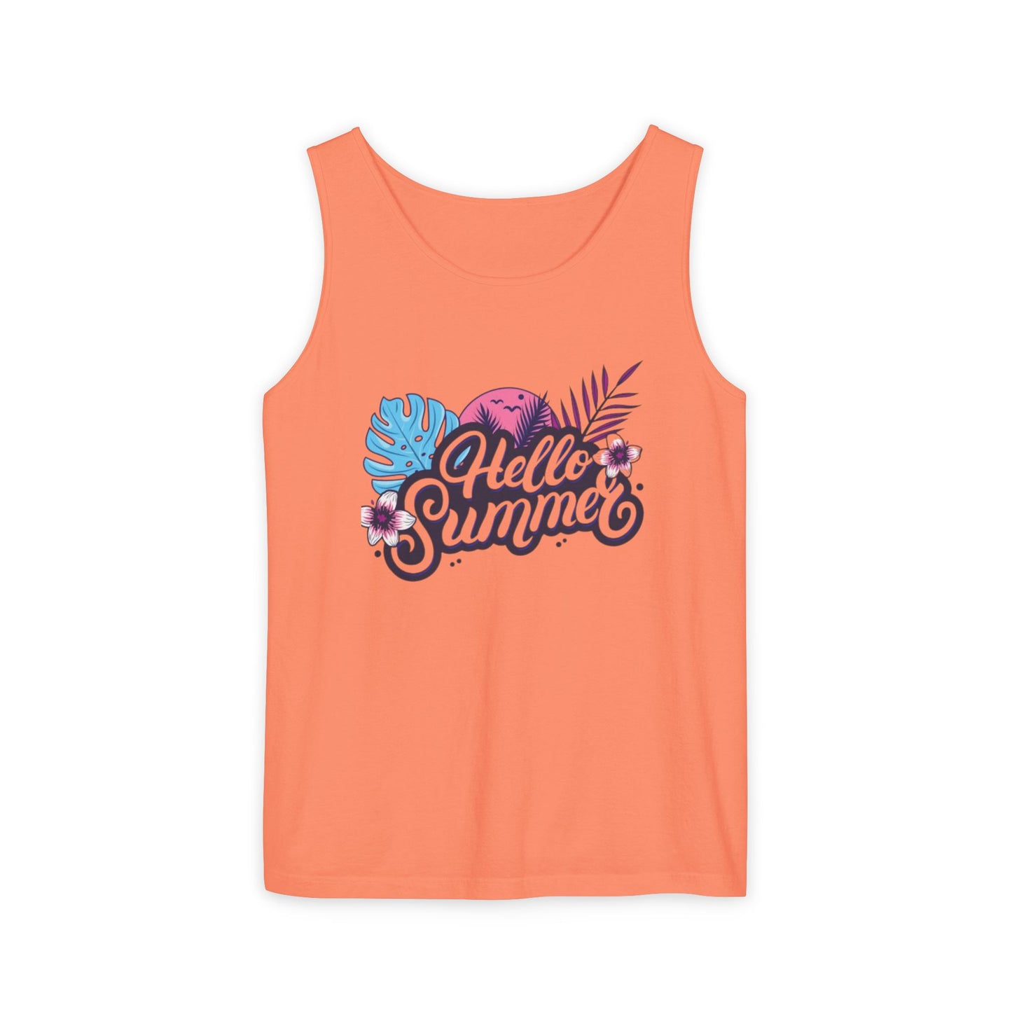 Hello Summer Women’s Tank Top – Soft Cotton, Relaxed Fit, Beach Vibes Tee