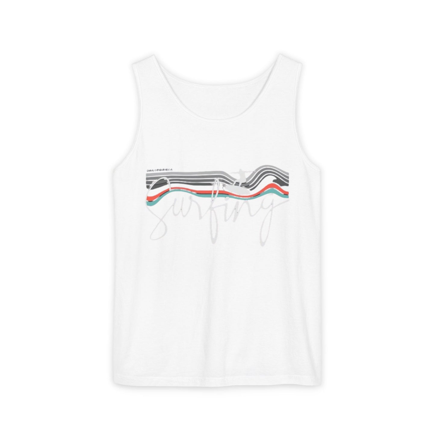Surfing Vibes Unisex Tank Top, Summer Activewear, Beachwear, Gift for Surfer, Vacation Outfit, Casual Summer Style