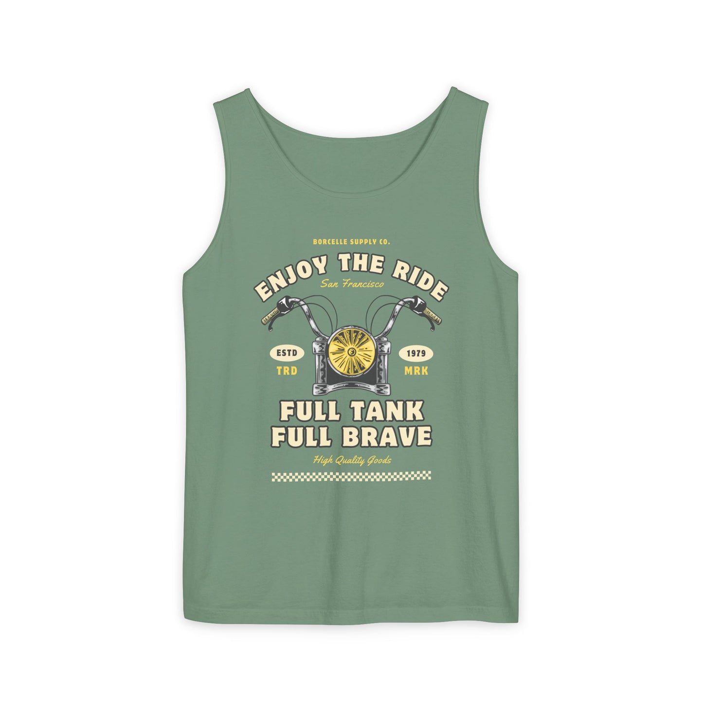 Unisex Motorcycle Tank Top - Enjoy the Ride, Full Tank Full Brave, Perfect for Summer and Outdoor Adventures, Gift for Bikers and Riders