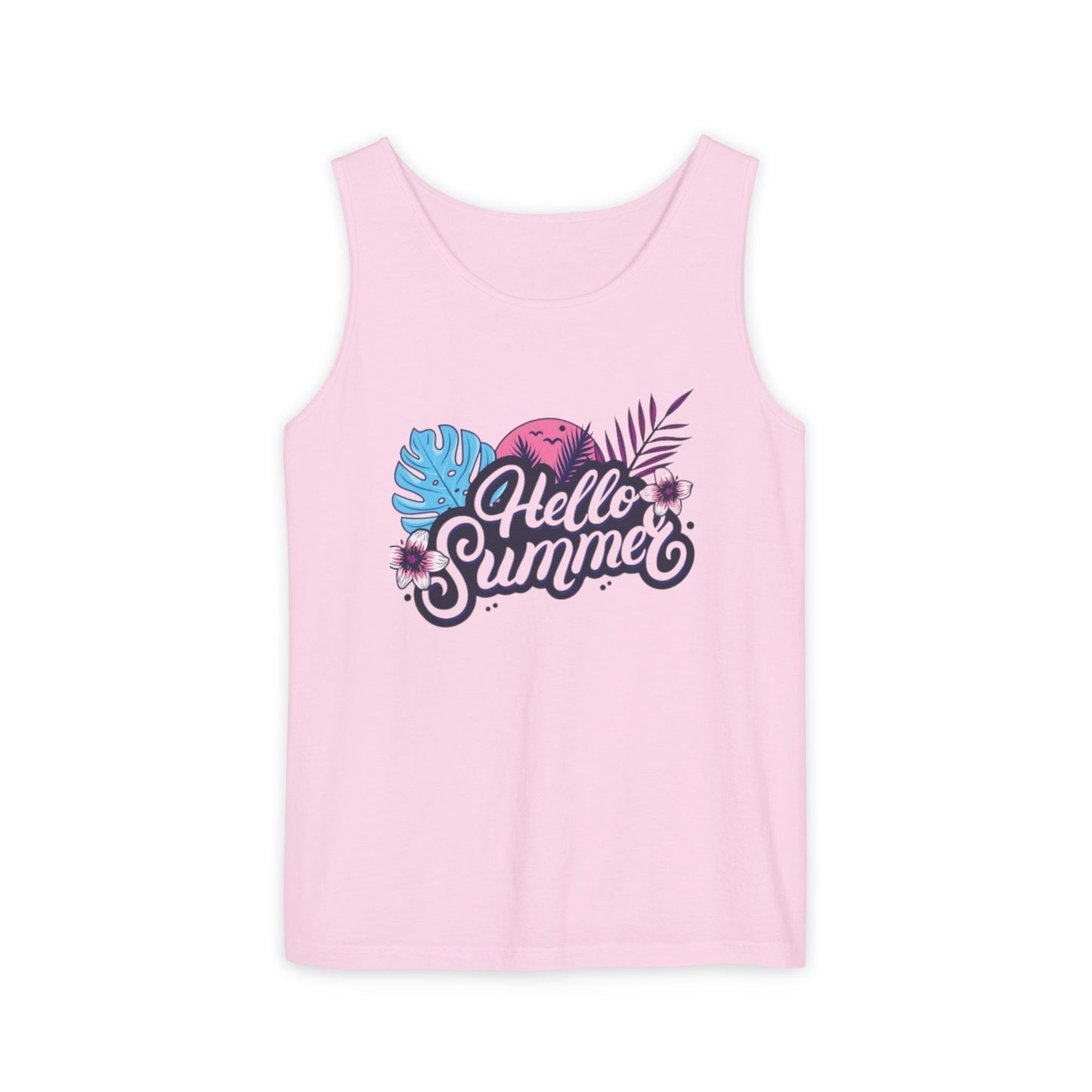 Hello Summer Women’s Tank Top – Soft Cotton, Relaxed Fit, Beach Vibes Tee