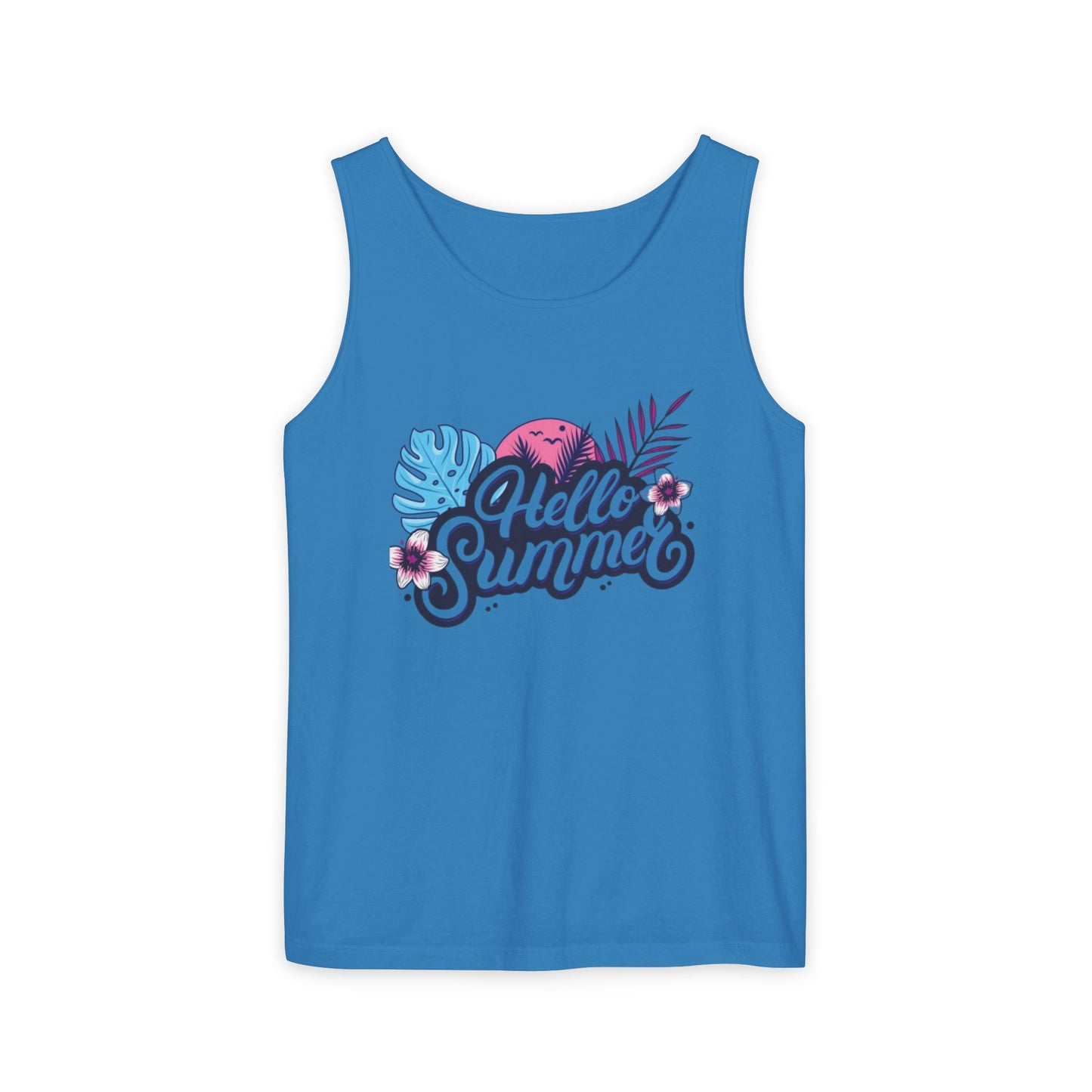 Hello Summer Women’s Tank Top – Soft Cotton, Relaxed Fit, Beach Vibes Tee