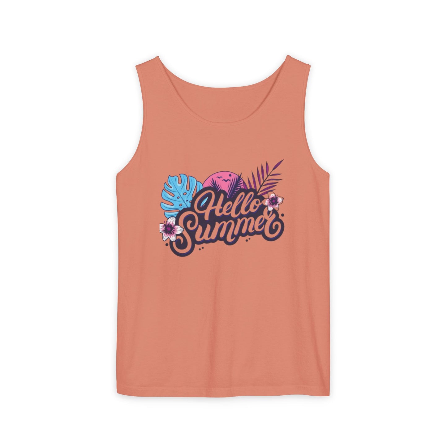 Hello Summer Women’s Tank Top – Soft Cotton, Relaxed Fit, Beach Vibes Tee