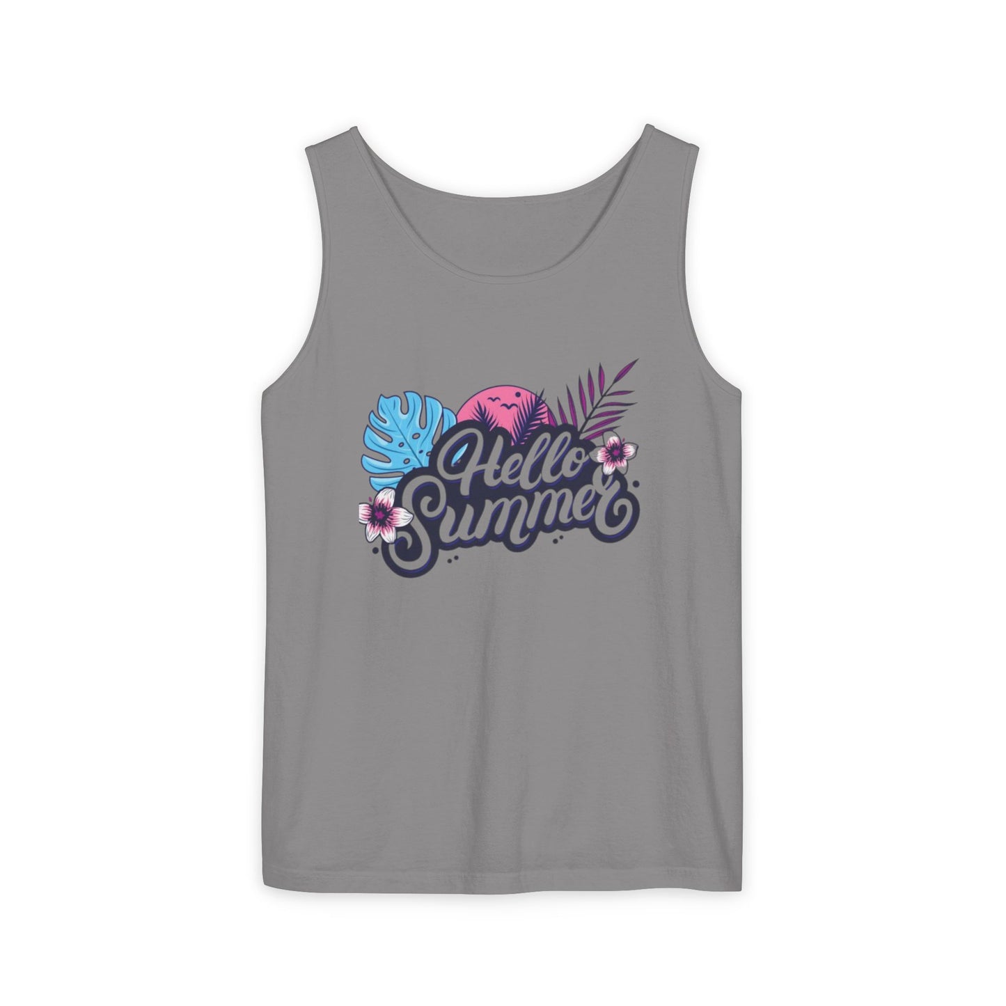 Hello Summer Women’s Tank Top – Soft Cotton, Relaxed Fit, Beach Vibes Tee