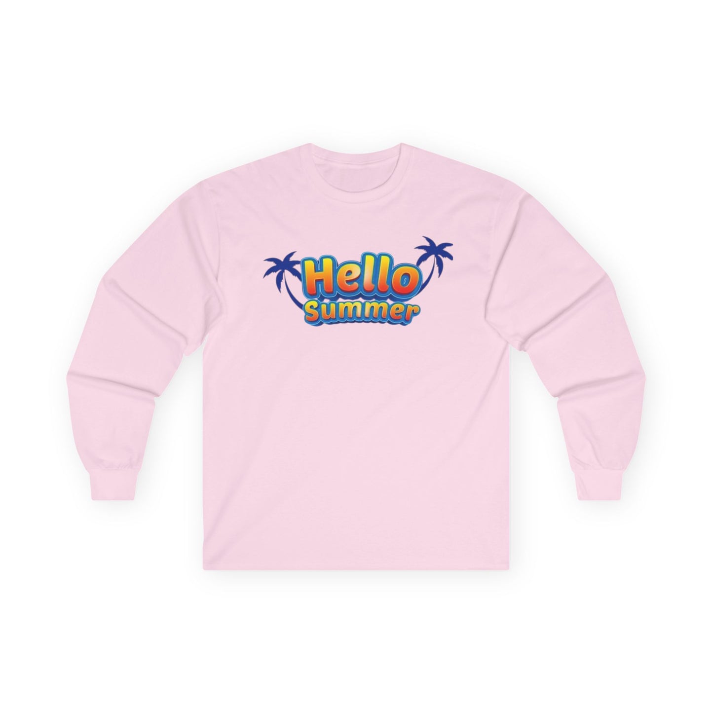 Hello Summer Unisex Long Sleeve Tee, Casual Summer Shirt, Beachwear, Gift for Vacation, Trendy Tee