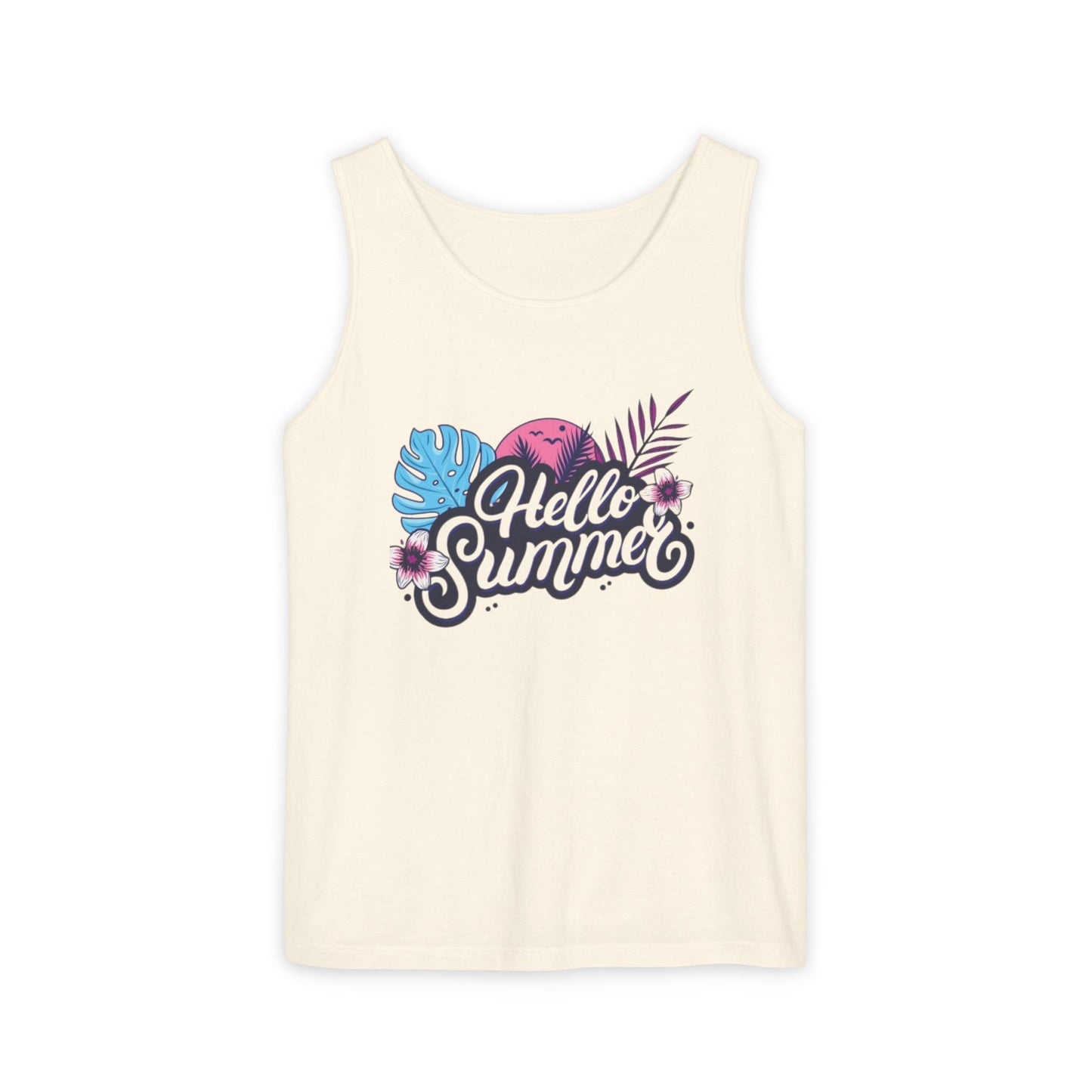 Hello Summer Women’s Tank Top – Soft Cotton, Relaxed Fit, Beach Vibes Tee