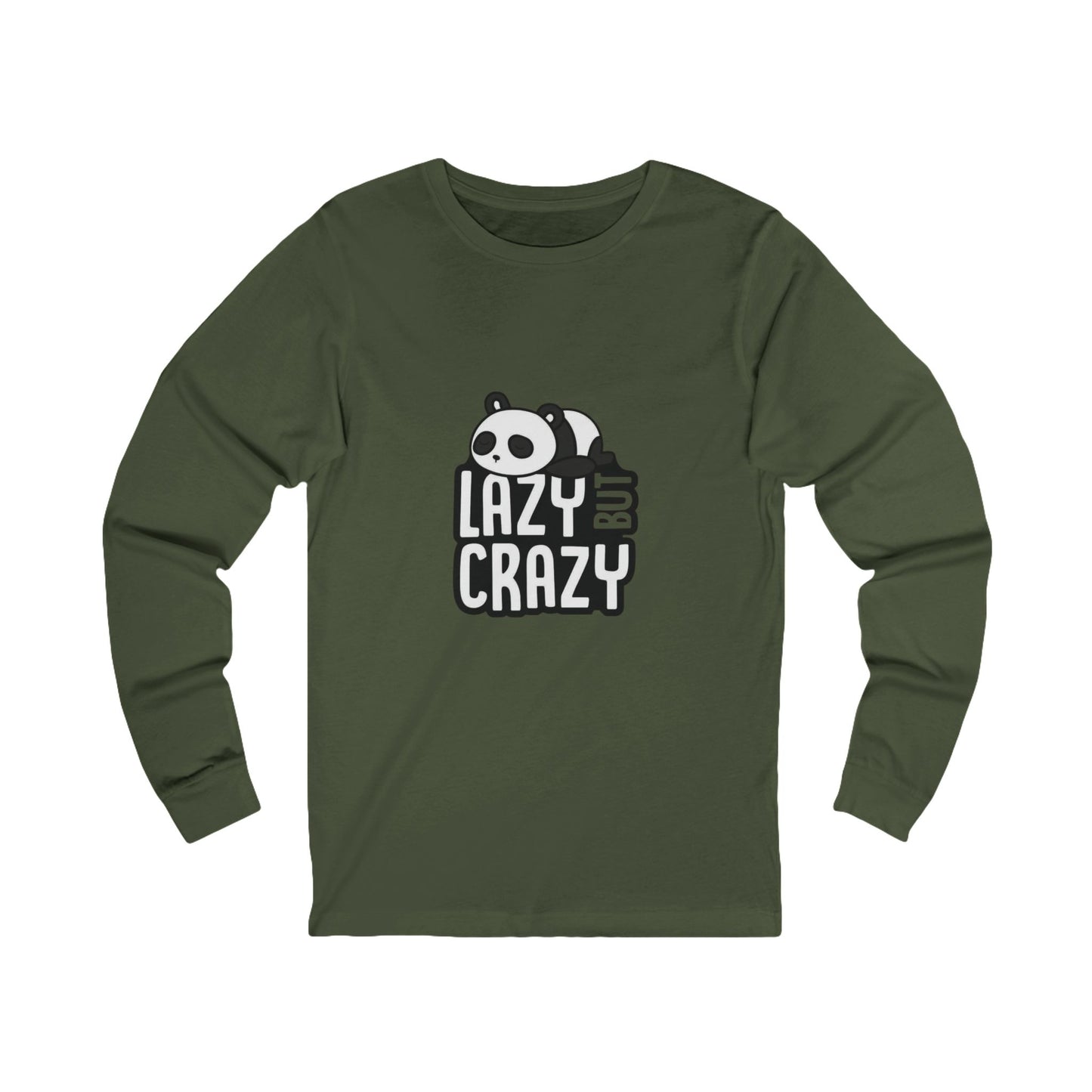 Lazy but Crazy Long Sleeve Tee - Fun & Comfy T-Shirt, Gift for Panda Lovers, Ideal for Relaxing, Casual Wear, Quirky Fashion