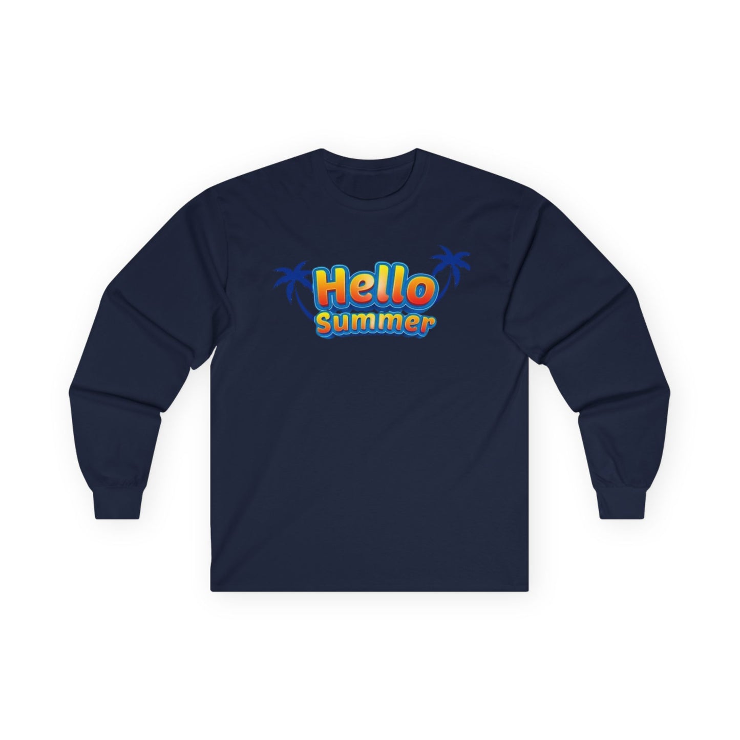 Hello Summer Unisex Long Sleeve Tee, Casual Summer Shirt, Beachwear, Gift for Vacation, Trendy Tee