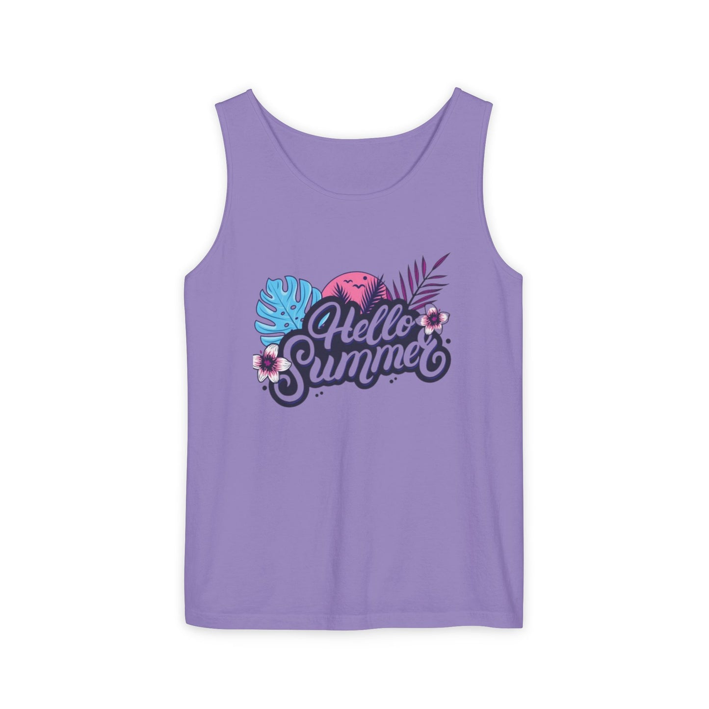 Hello Summer Women’s Tank Top – Soft Cotton, Relaxed Fit, Beach Vibes Tee