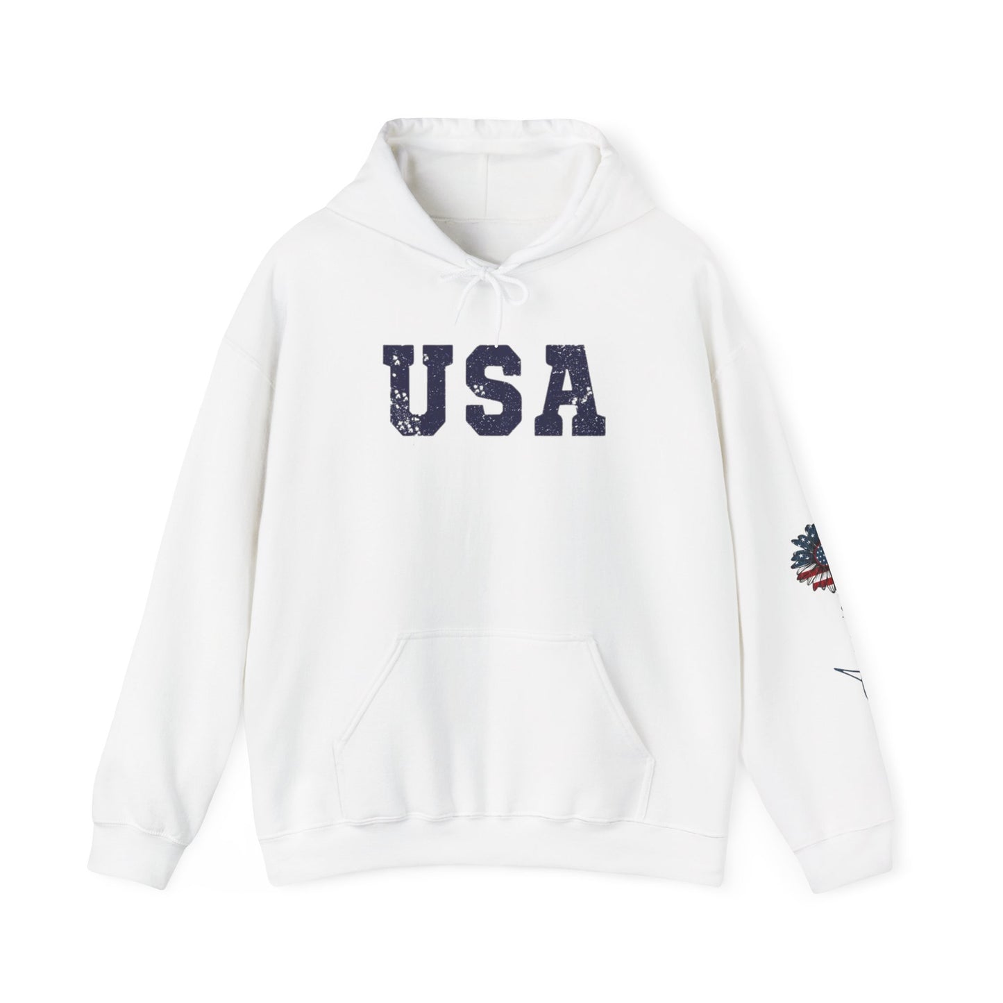 USA All American Girl Hoodie - Unisex Heavy Blend Sweatshirt, Patriotic Apparel, 4th of July Outfit, Casual Wear, Gift for Her