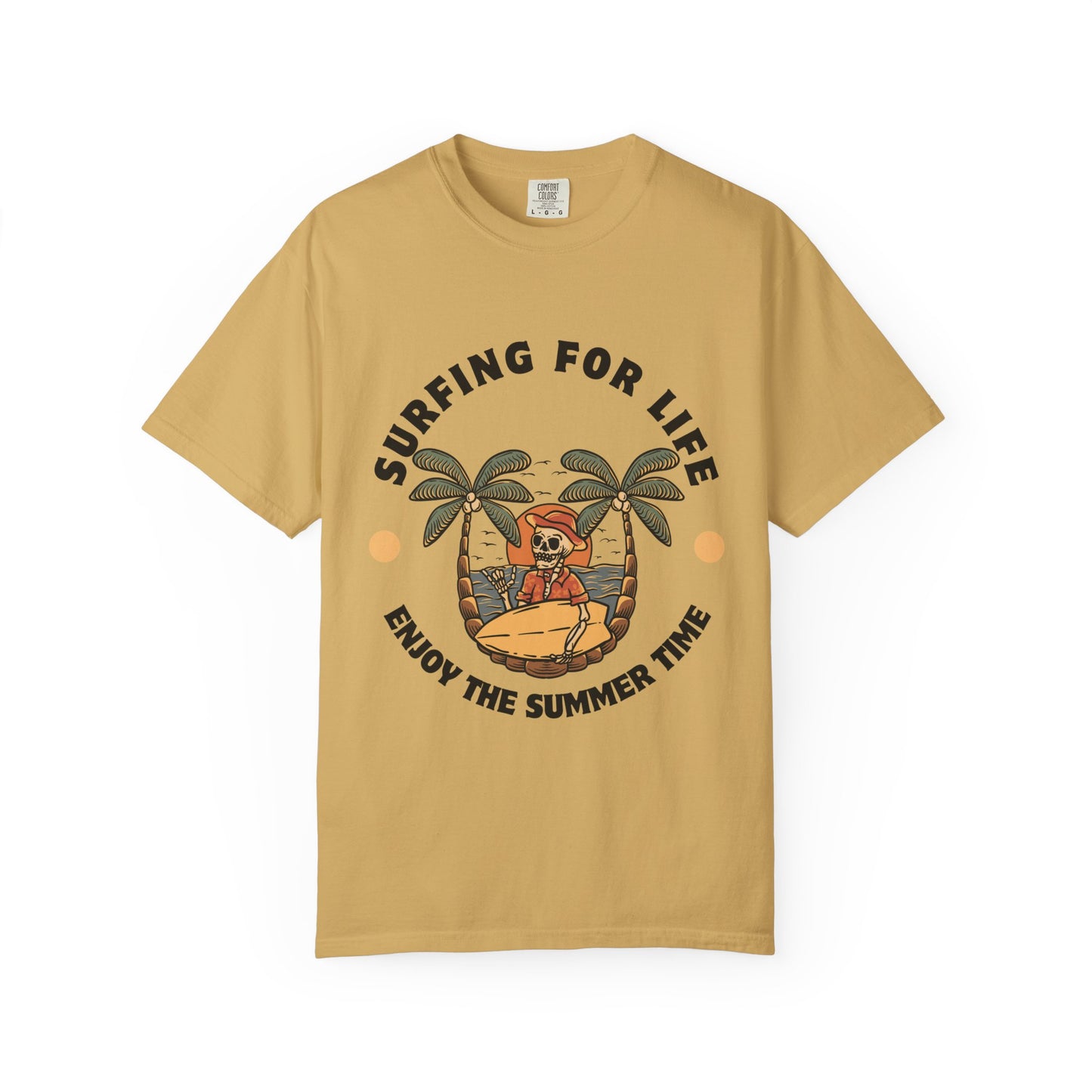 Summer Vibes Surfing Tee – Vintage Garment-Dyed Unisex T-Shirt for Beach Lovers"