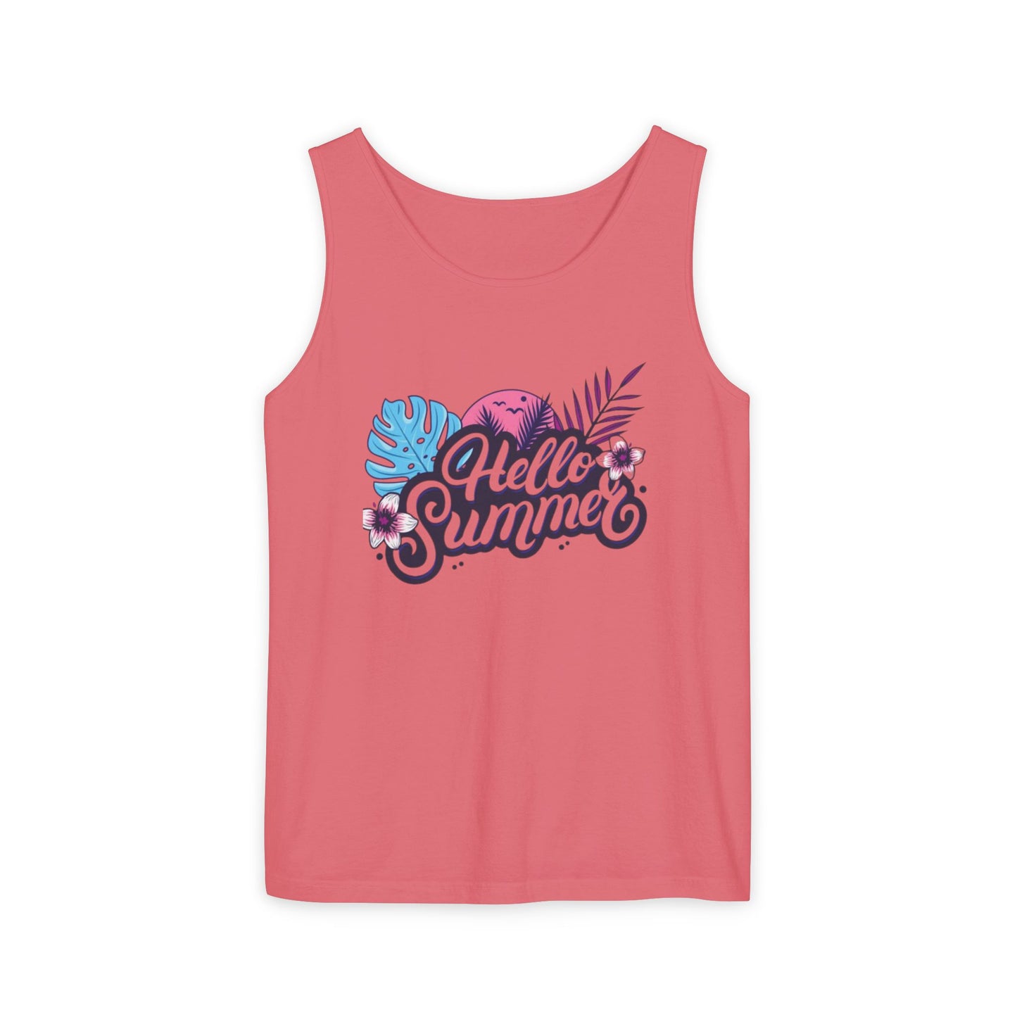 Hello Summer Women’s Tank Top – Soft Cotton, Relaxed Fit, Beach Vibes Tee