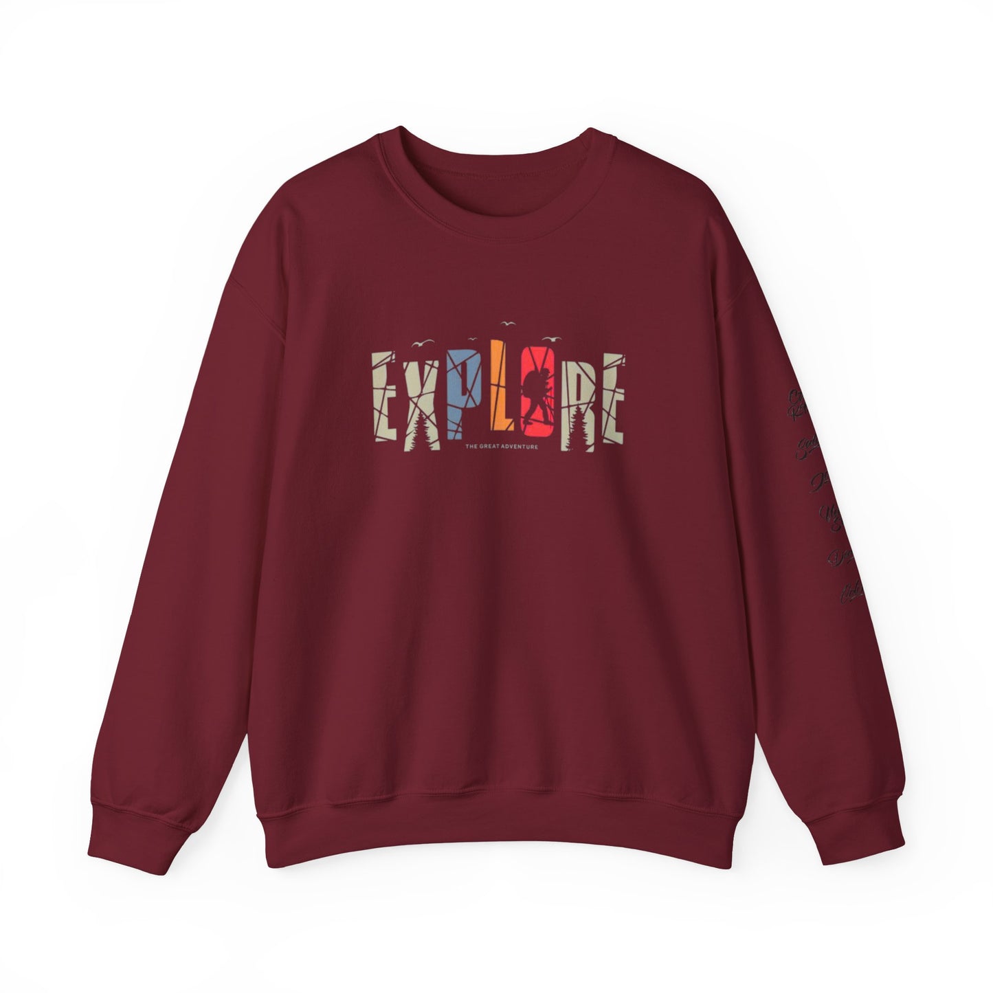 Explore Adventure Crewneck Sweatshirt, Cozy Gift for Travelers, Warm Casual Wear, Outdoor Activities, Perfect for Fall & Winter