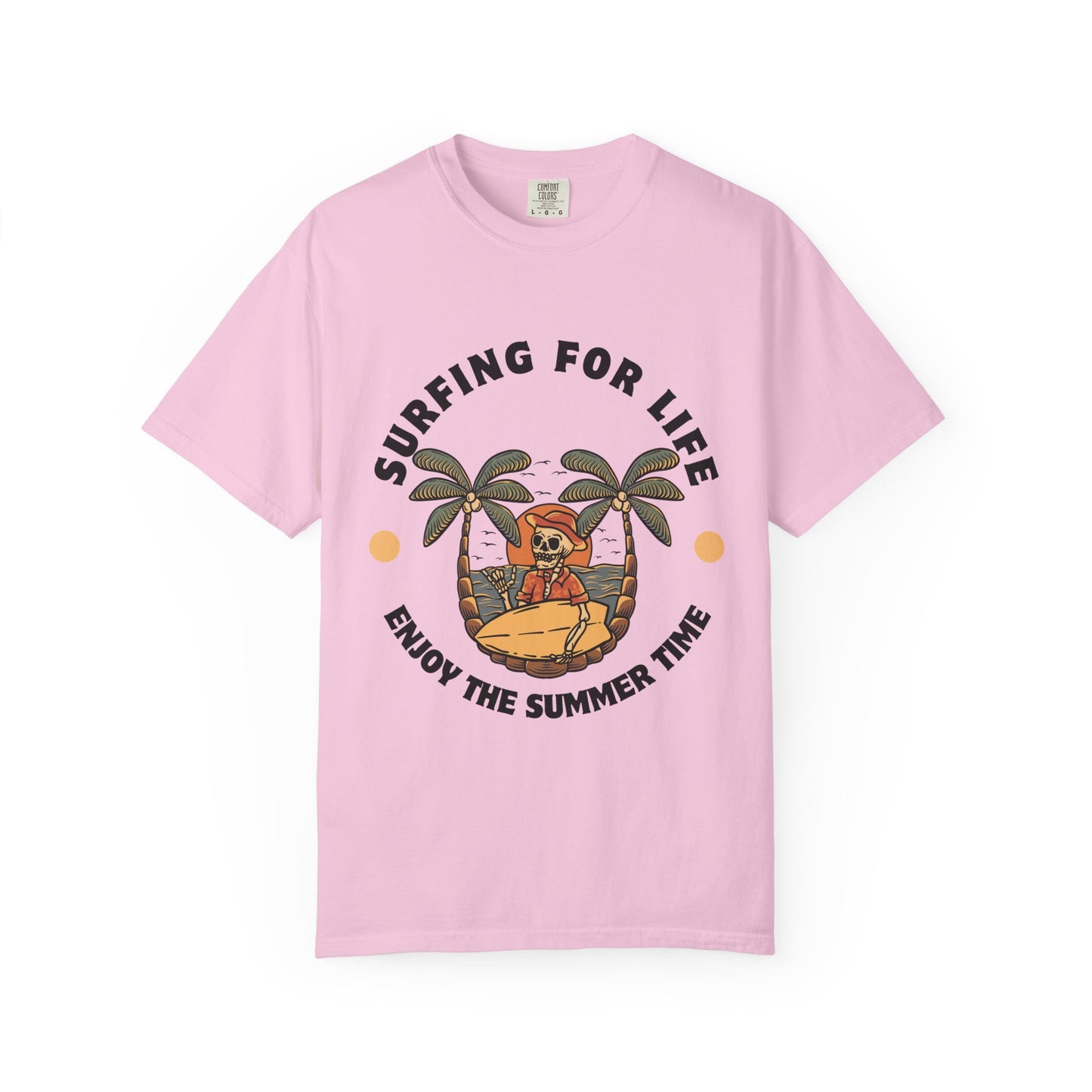 Summer Vibes Surfing Tee – Vintage Garment-Dyed Unisex T-Shirt for Beach Lovers"