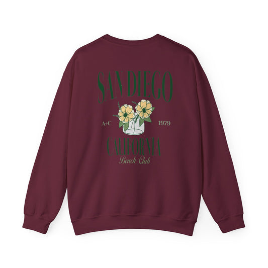 San Diego Floral Crewneck Sweatshirt, Vintage California Pullover, Unisex Sweatshirt, Spring Fashion, Gift for Her/Him