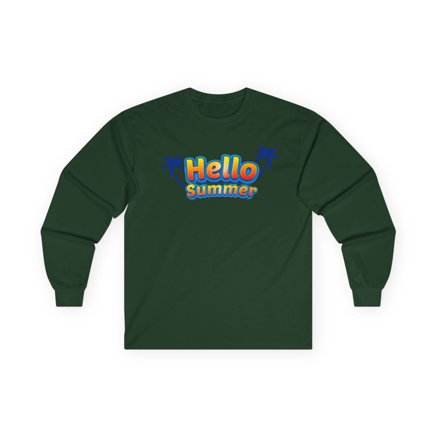 Hello Summer Unisex Long Sleeve Tee, Casual Summer Shirt, Beachwear, Gift for Vacation, Trendy Tee