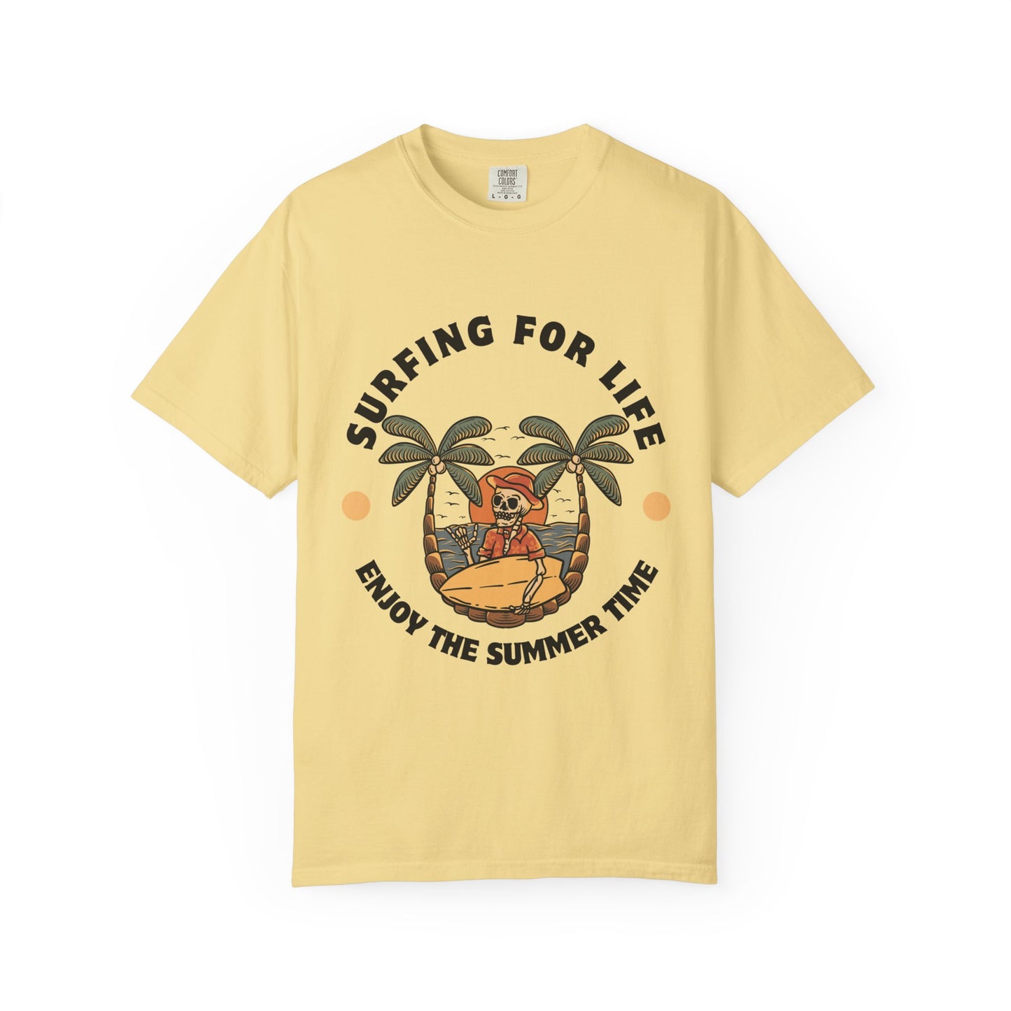 Summer Vibes Surfing Tee – Vintage Garment-Dyed Unisex T-Shirt for Beach Lovers"