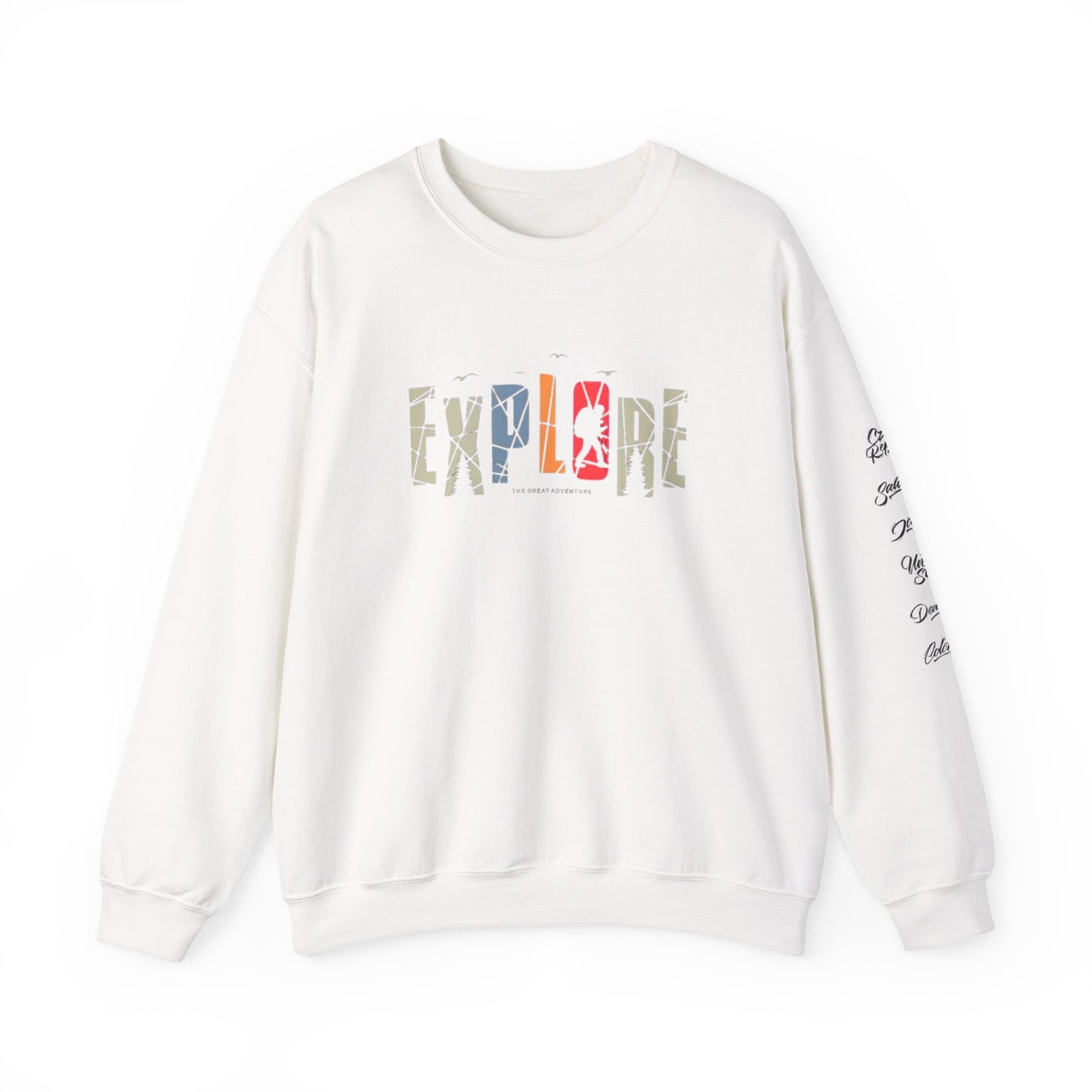 Explore Adventure Crewneck Sweatshirt, Cozy Gift for Travelers, Warm Casual Wear, Outdoor Activities, Perfect for Fall & Winter