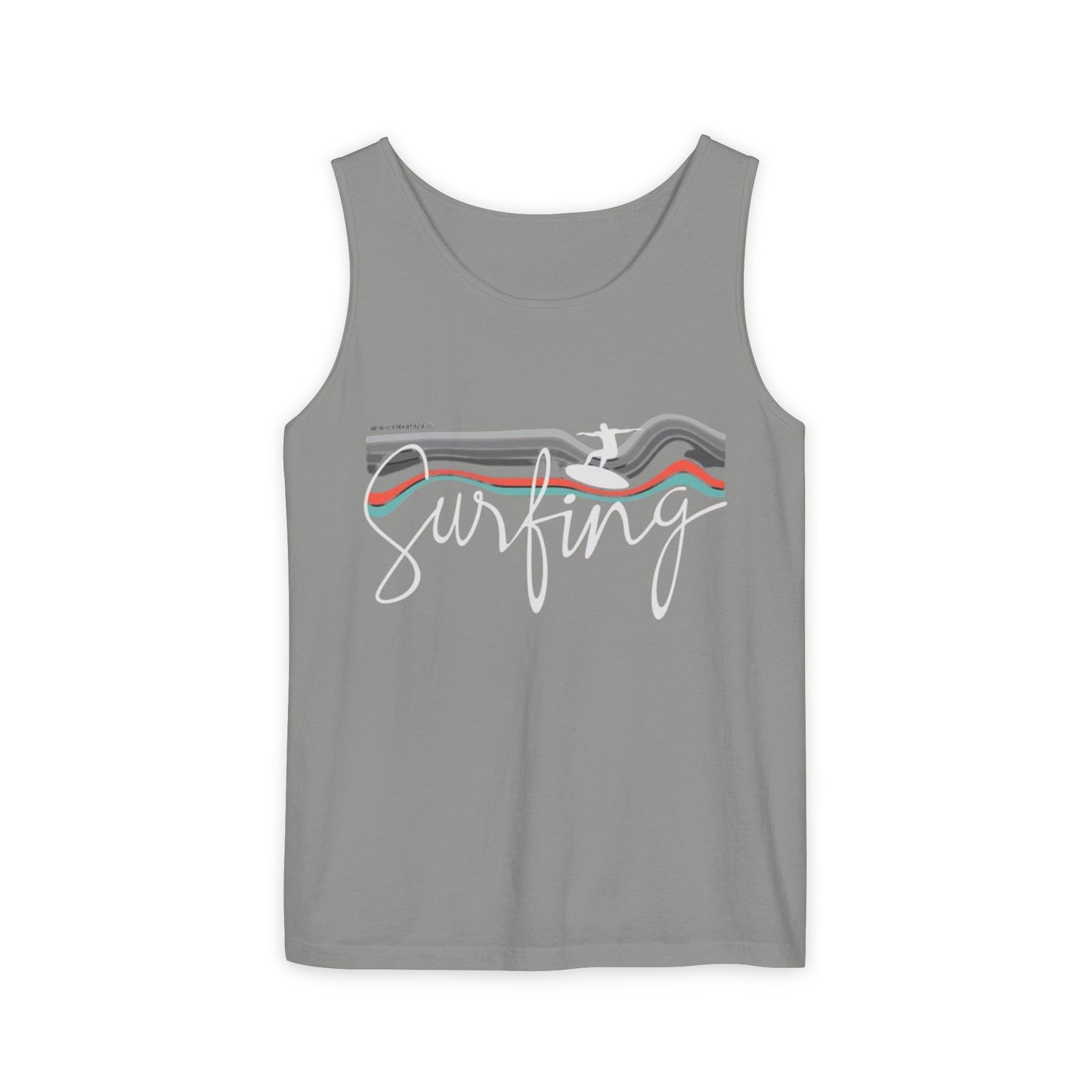 Surfing Vibes Unisex Tank Top, Summer Activewear, Beachwear, Gift for Surfer, Vacation Outfit, Casual Summer Style