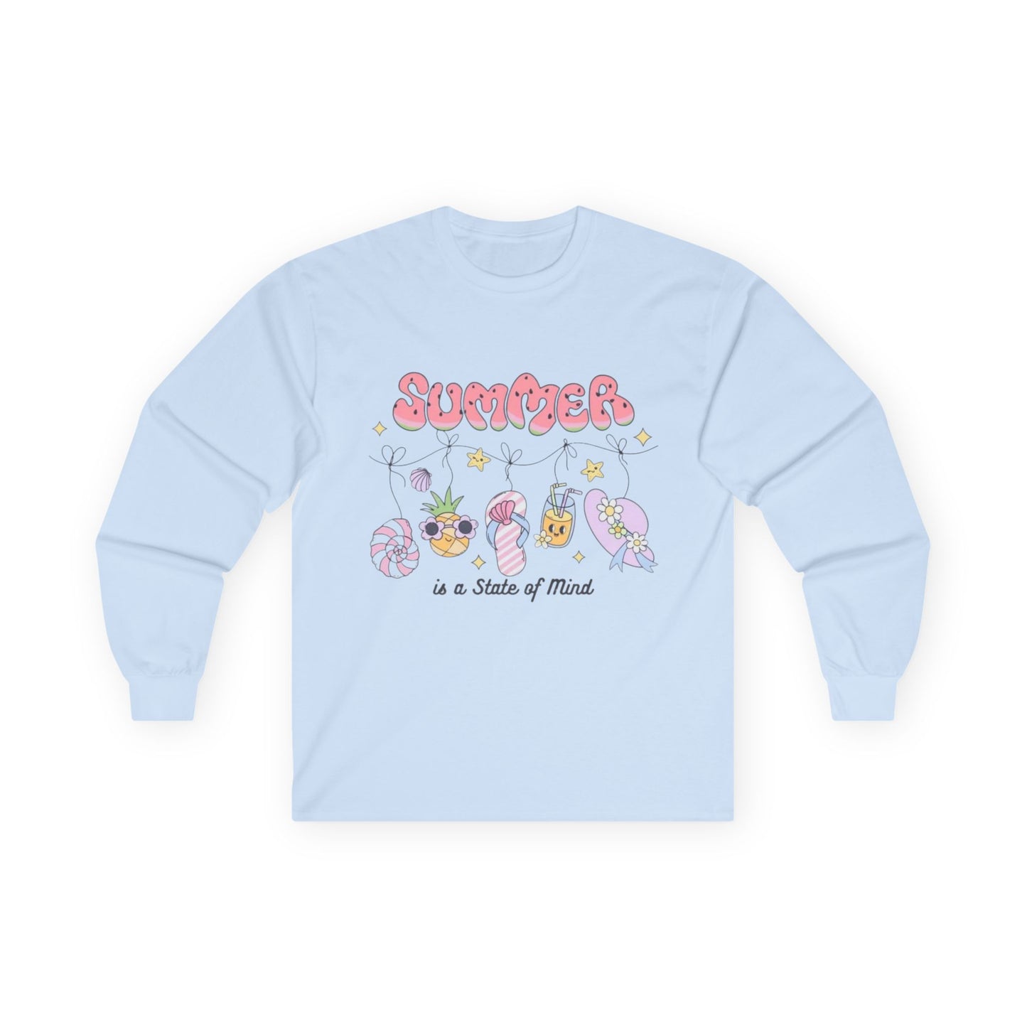 Unisex Long Sleeve Summer Tee - Fun and Vibrant Design, Perfect for Beach Days, Vacation, Gifts, Summer Parties, Relaxation