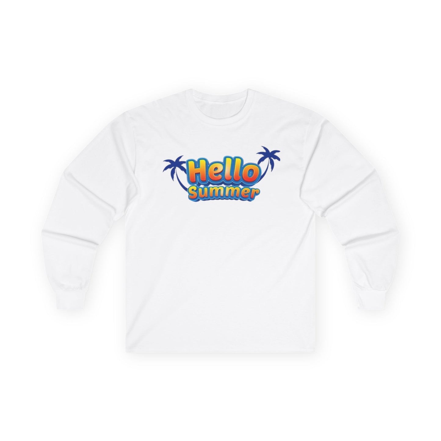 Hello Summer Unisex Long Sleeve Tee, Casual Summer Shirt, Beachwear, Gift for Vacation, Trendy Tee