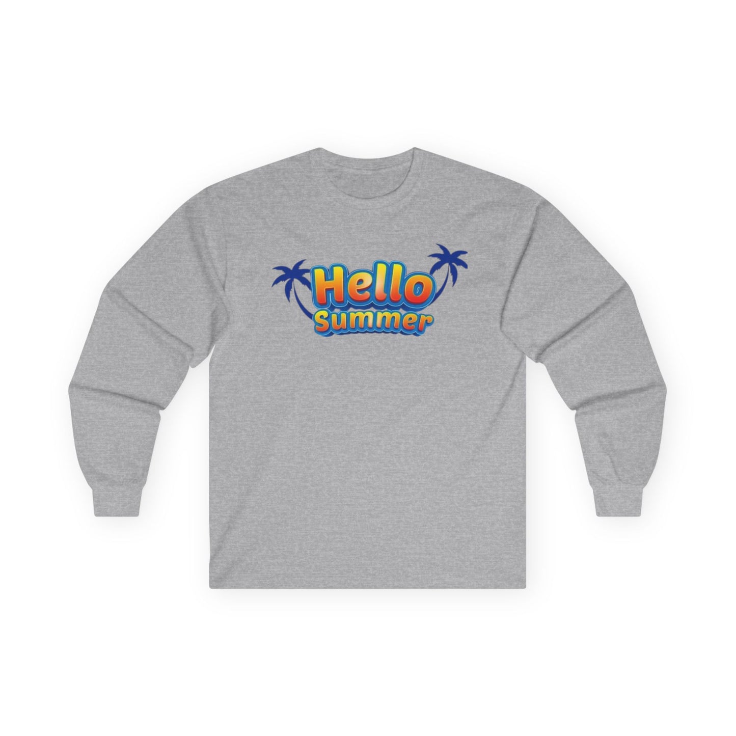 Hello Summer Unisex Long Sleeve Tee, Casual Summer Shirt, Beachwear, Gift for Vacation, Trendy Tee