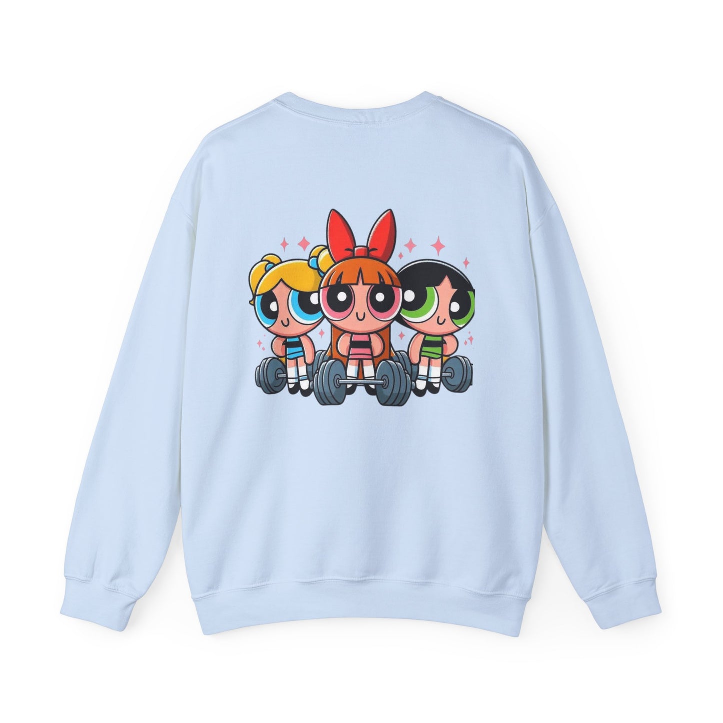 Powerpuff Girls Workout Crewneck Sweatshirt | Unisex Sweatshirt for Cartoon Lovers, Fitness Enthusiasts, Gifts, Casual Wear, Unique Apparel