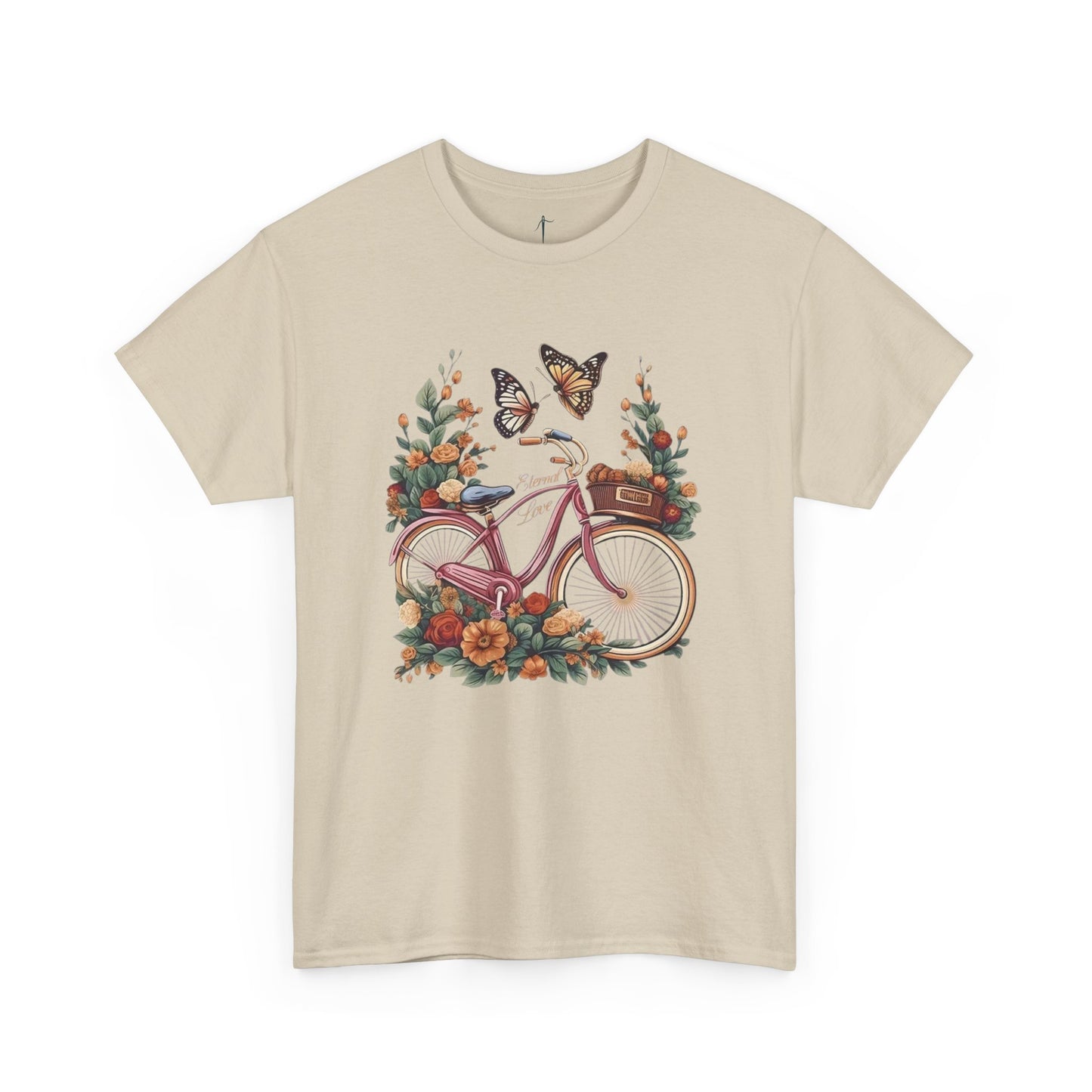Vintage Floral Bicycle Tee, Unisex Cotton T-Shirt, Nature Lover Gift, Casual Wear, Eco-Friendly Fashion