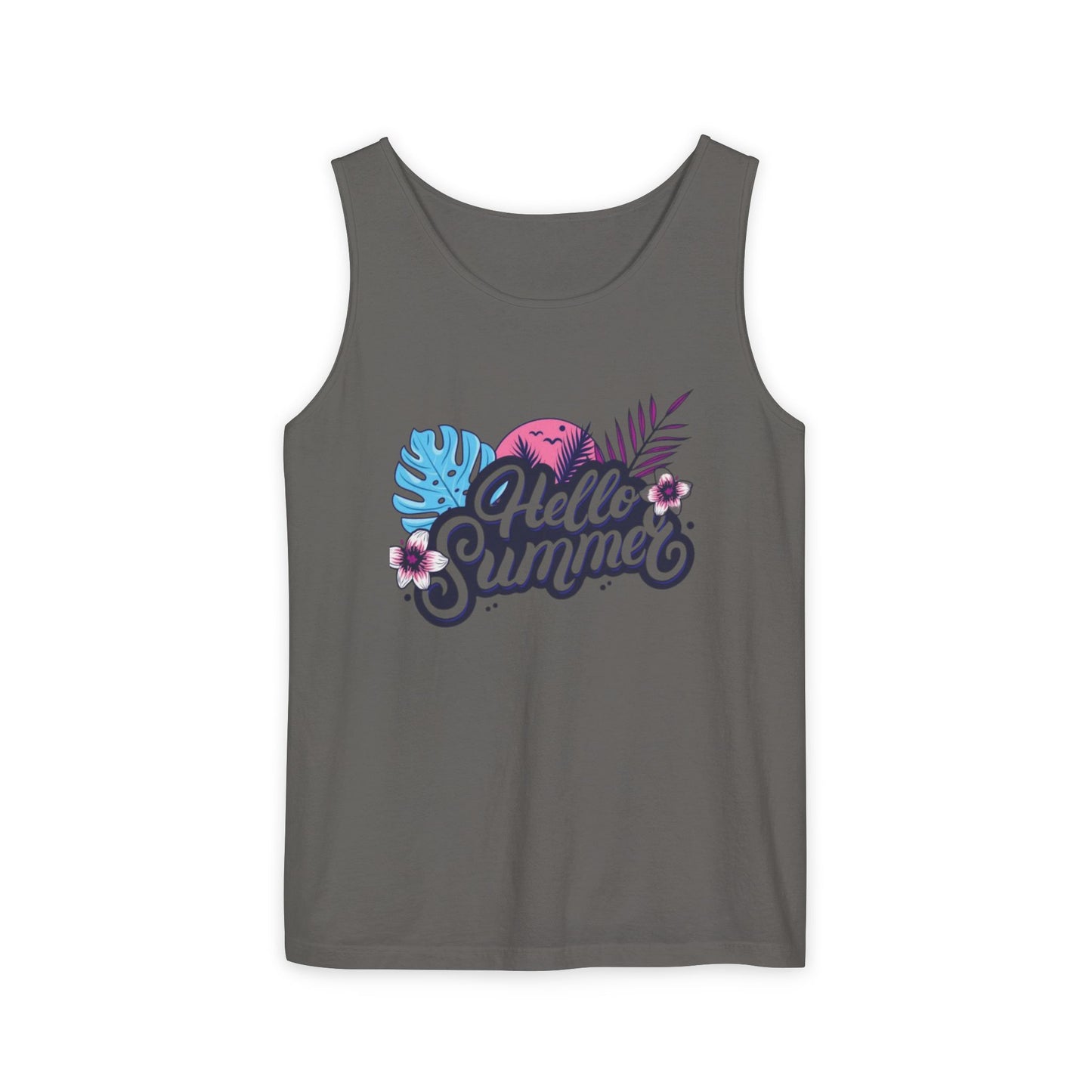 Hello Summer Women’s Tank Top – Soft Cotton, Relaxed Fit, Beach Vibes Tee