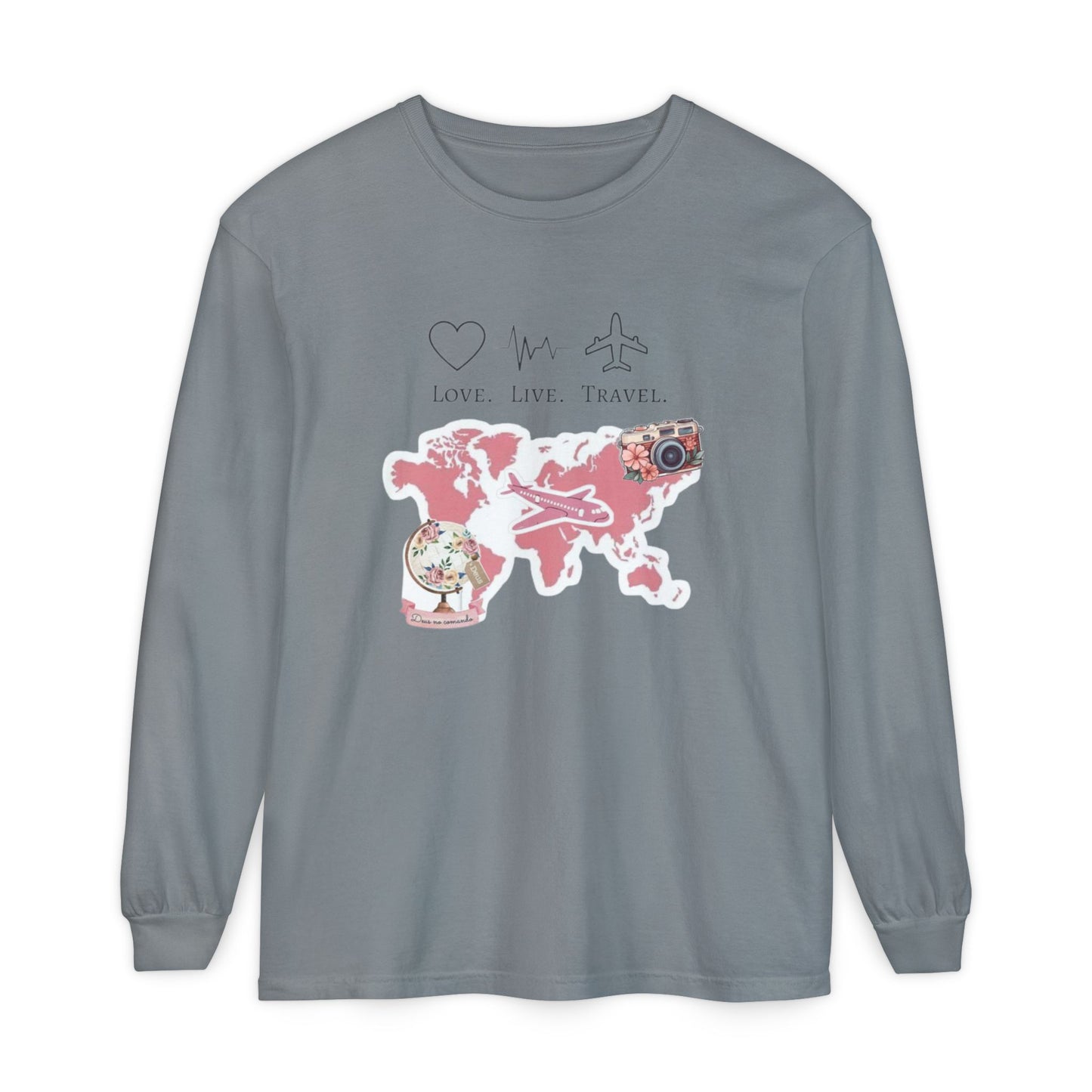 Travel-Themed Long Sleeve T-Shirt, Love Live Travel Shirt, Wanderlust Gift, Adventure Tee, Perfect for Travelers and Adventurers