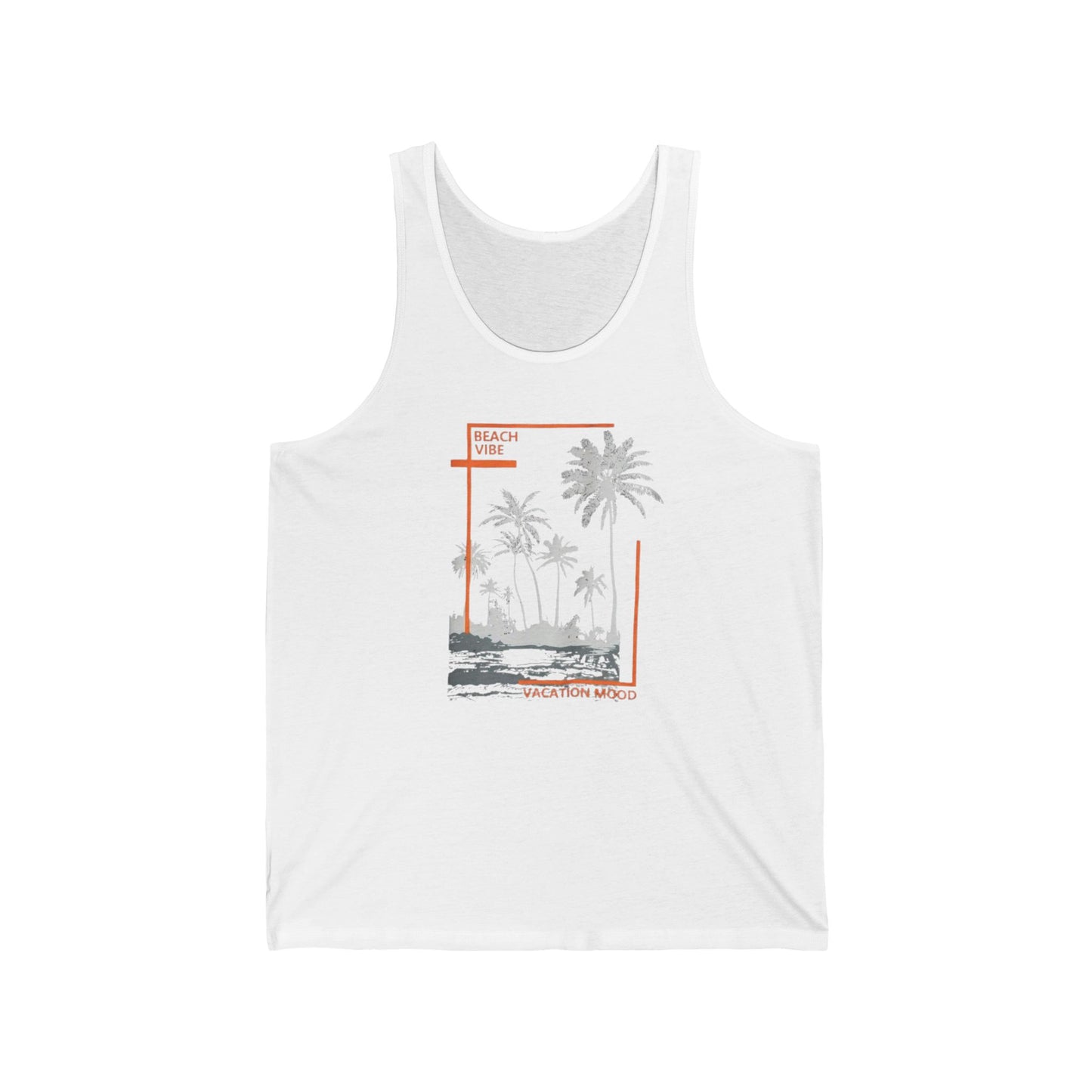 Beach Vibes Unisex Jersey Tank, Summer T-Shirt, Vacation Wear, Casual Style, Beach Party Top, Graphic Tank Top