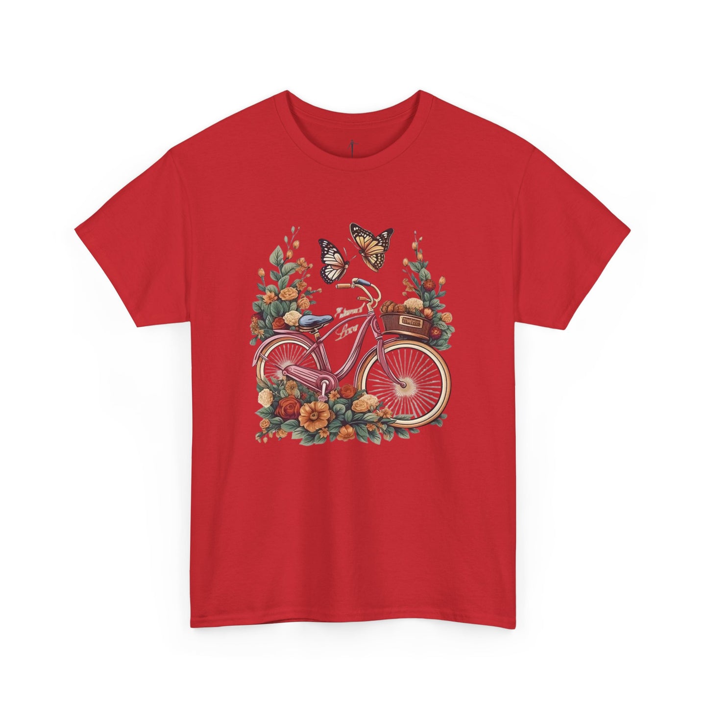 Vintage Floral Bicycle Tee, Unisex Cotton T-Shirt, Nature Lover Gift, Casual Wear, Eco-Friendly Fashion