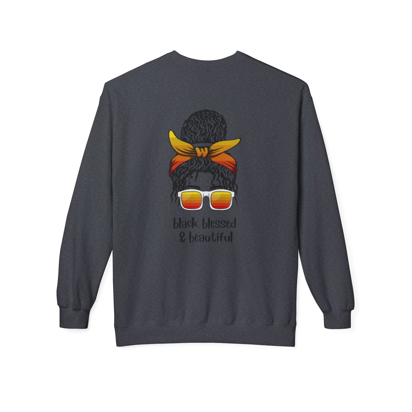 Black Blessed & Beautiful Fleece Sweatshirt, Unisex Crewneck, Cozy Gift, Comfort Wear, Festival Apparel, Positive Vibes