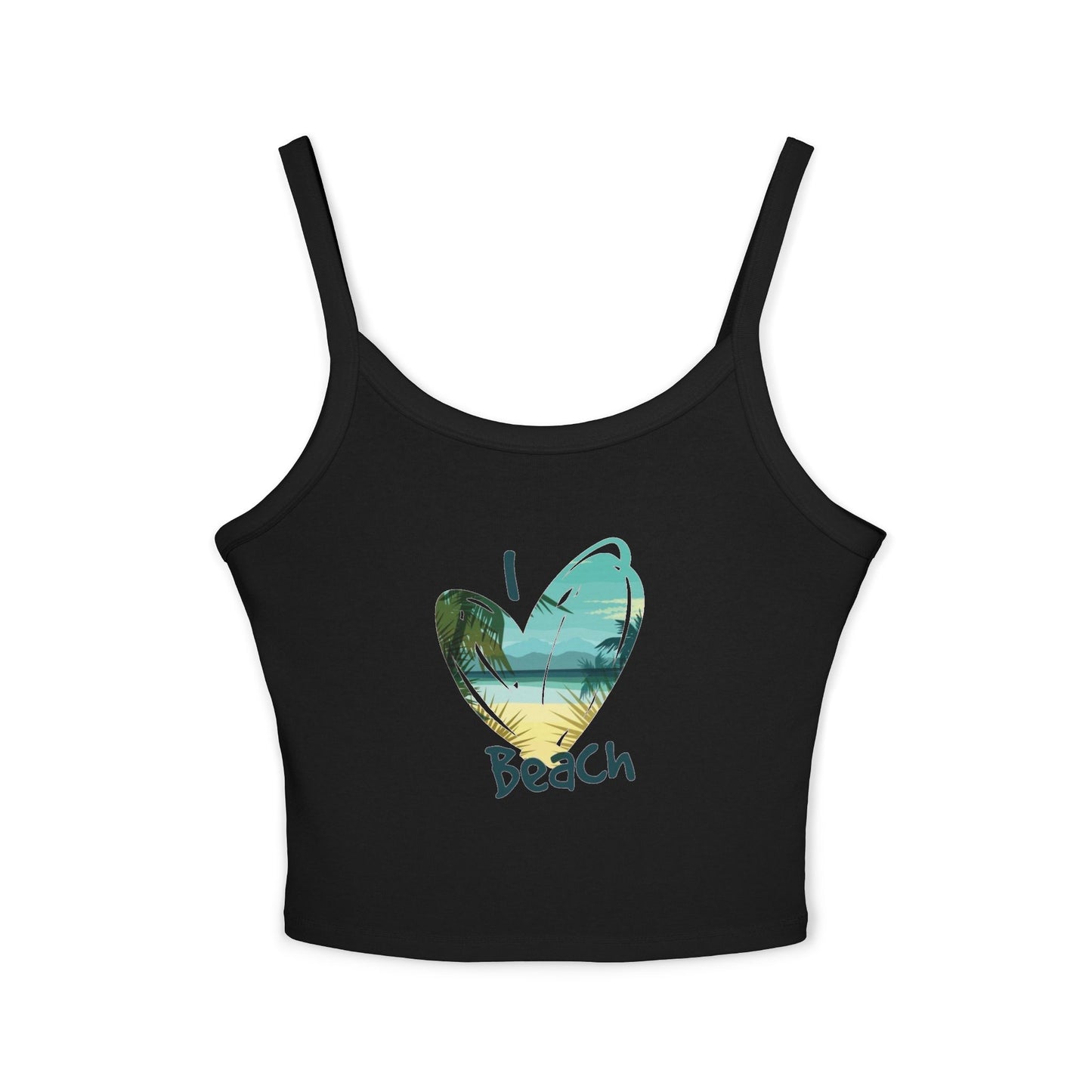 Beach Love Spaghetti Strap Tank Top | Perfect Summer Wear, Vacation Outfit, Cute Beach Top, Gift for Beach Lovers, Casual Summer Style