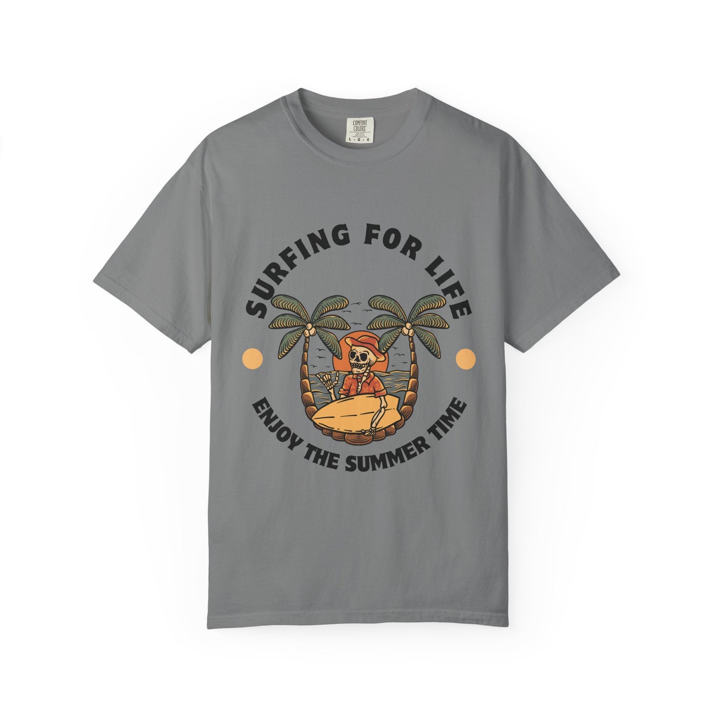 Summer Vibes Surfing Tee – Vintage Garment-Dyed Unisex T-Shirt for Beach Lovers"