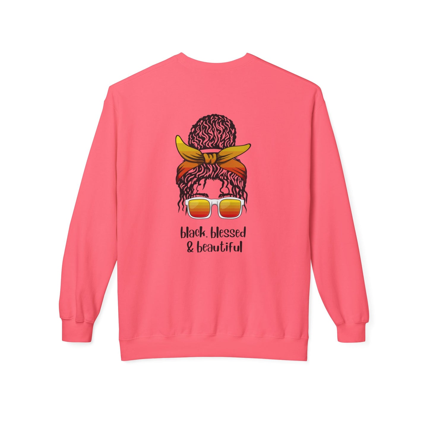 Black Blessed & Beautiful Fleece Sweatshirt, Unisex Crewneck, Cozy Gift, Comfort Wear, Festival Apparel, Positive Vibes