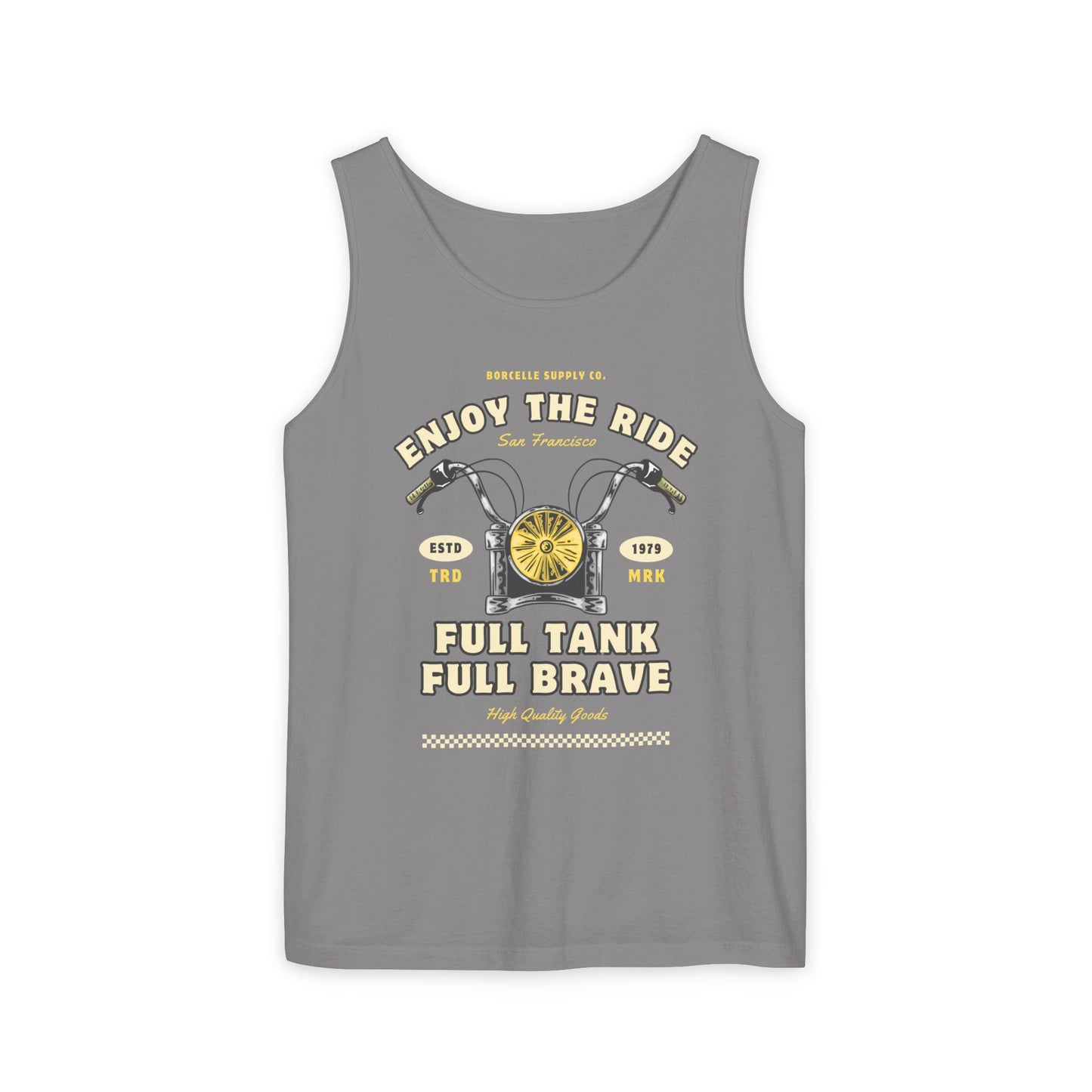 Unisex Motorcycle Tank Top - Enjoy the Ride, Full Tank Full Brave, Perfect for Summer and Outdoor Adventures, Gift for Bikers and Riders
