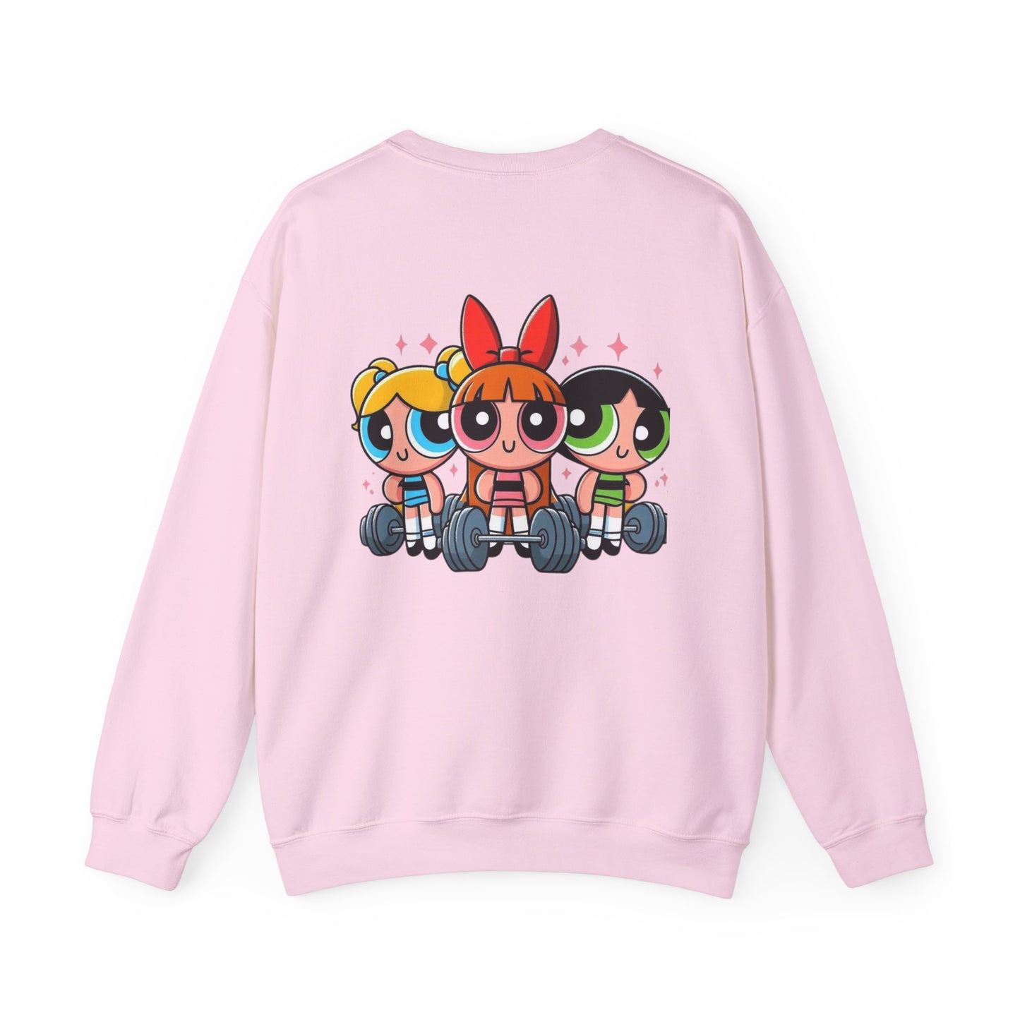 Powerpuff Girls Workout Crewneck Sweatshirt | Unisex Sweatshirt for Cartoon Lovers, Fitness Enthusiasts, Gifts, Casual Wear, Unique Apparel