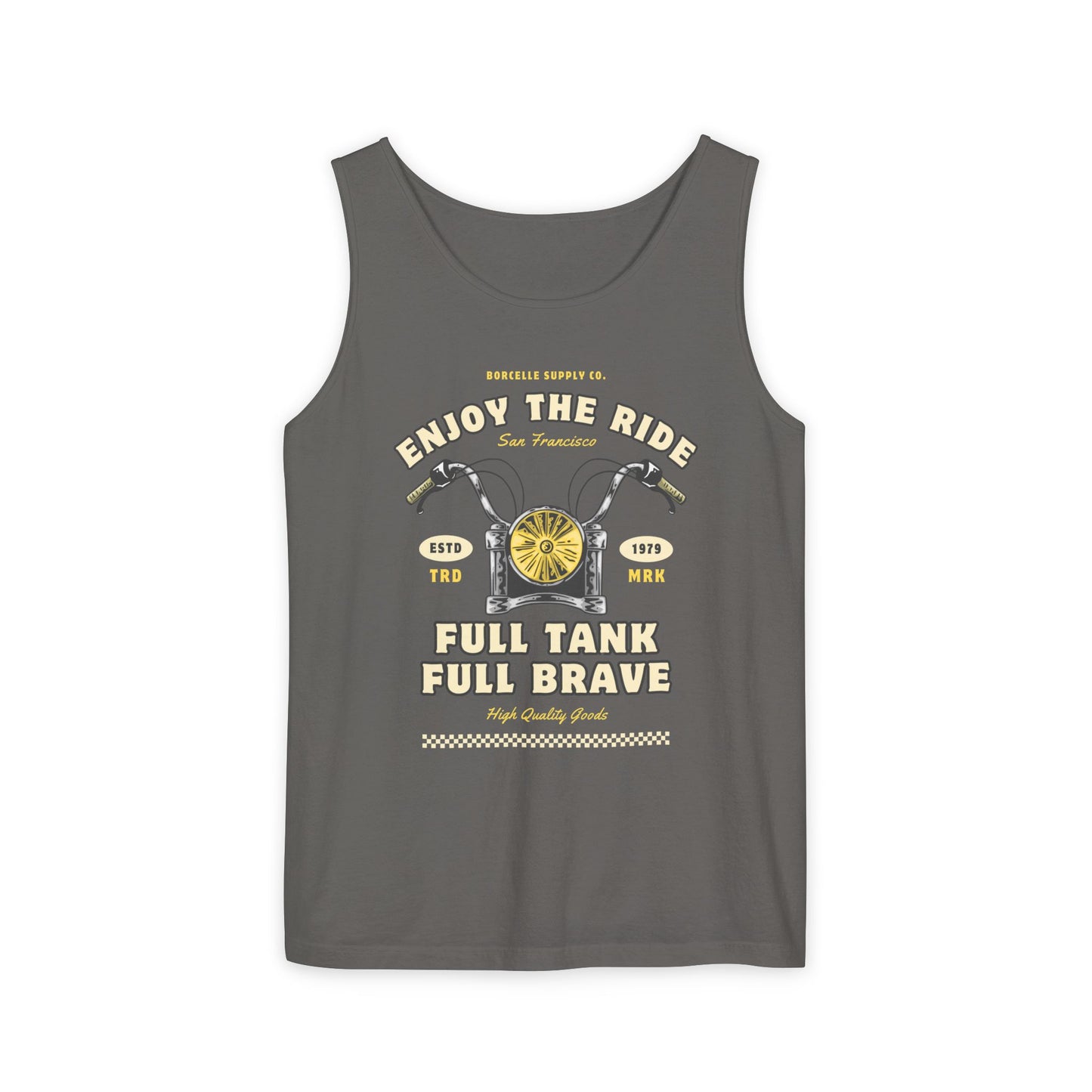 Unisex Motorcycle Tank Top - Enjoy the Ride, Full Tank Full Brave, Perfect for Summer and Outdoor Adventures, Gift for Bikers and Riders