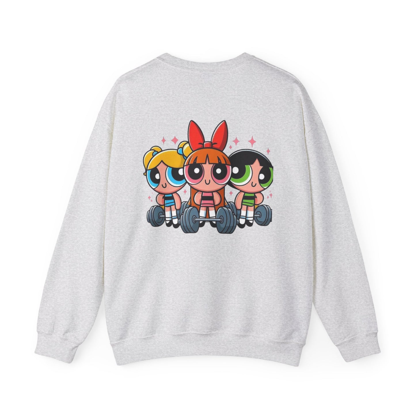 Powerpuff Girls Workout Crewneck Sweatshirt | Unisex Sweatshirt for Cartoon Lovers, Fitness Enthusiasts, Gifts, Casual Wear, Unique Apparel