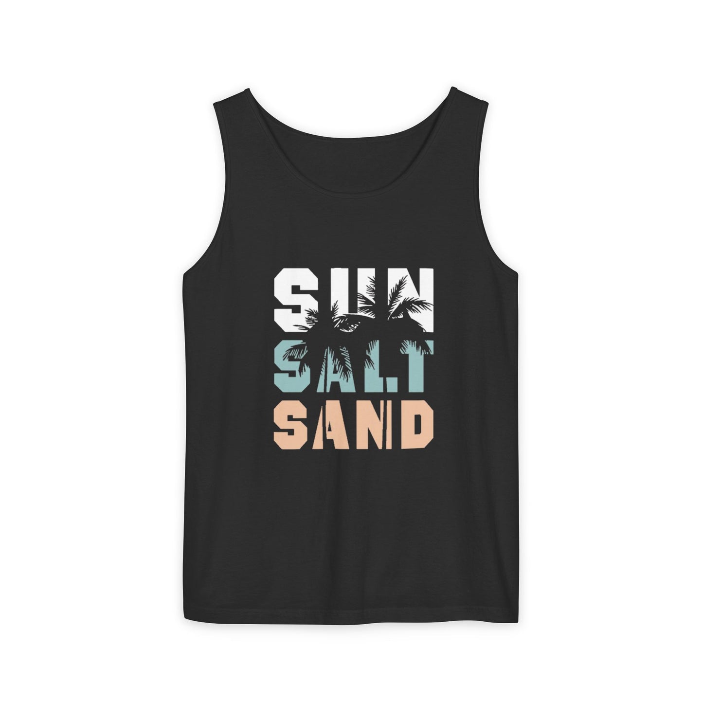 Salty Sand Tank Top for Beach Lovers | Unisex Garment-Dyed Summer Top, Vacation Essential, Perfect Gift for Surfing, Pool, and Travel