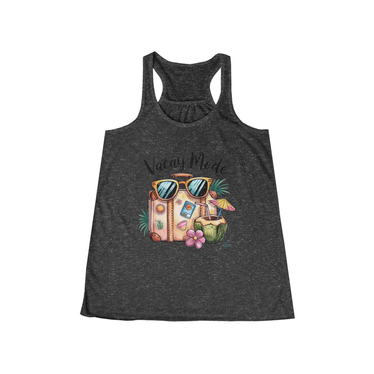 Vacay Mode Women's Flowy Racerback Tank, Summer Top, Vacation Shirt, Beachwear, Travel Apparel, Fun Casual Wear