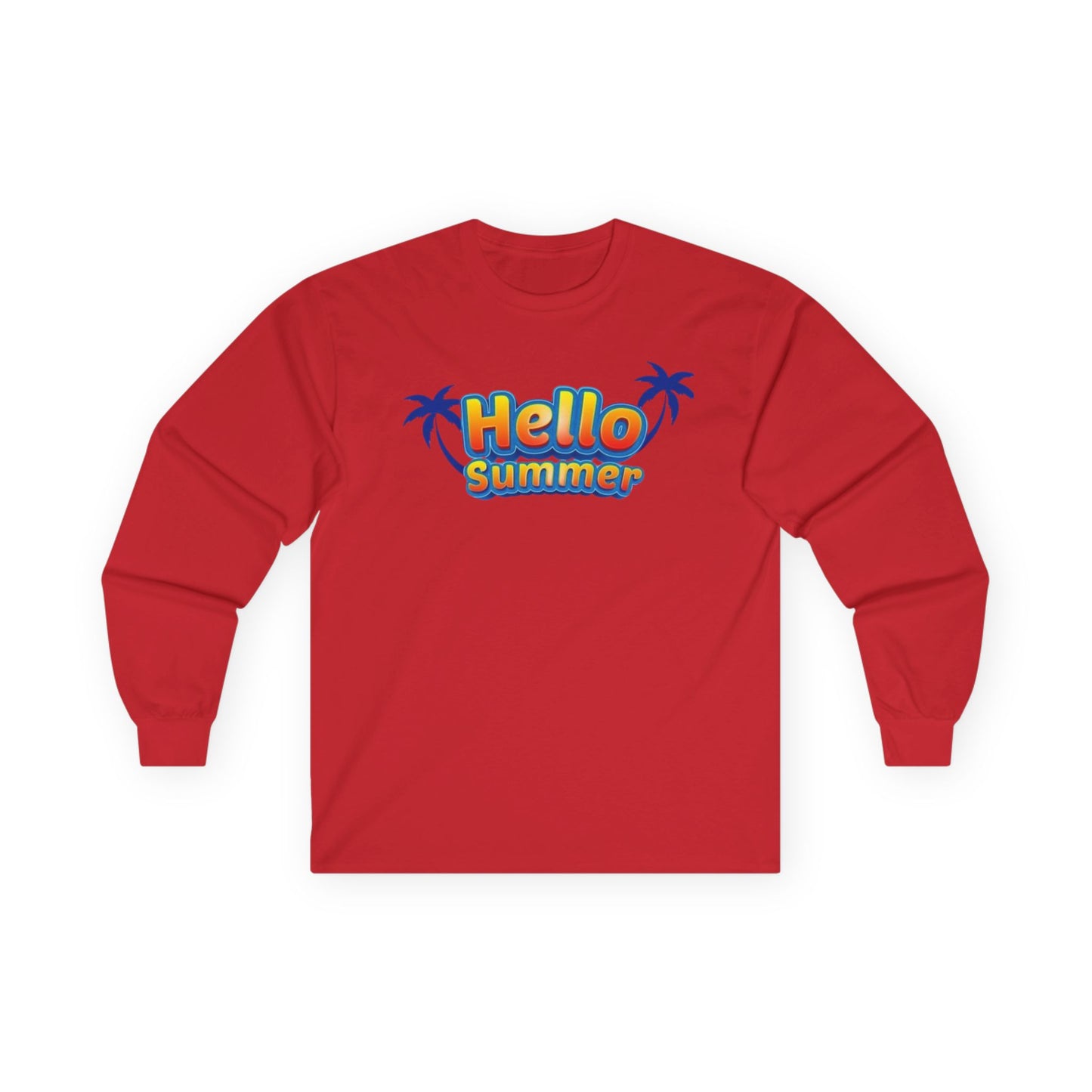 Hello Summer Unisex Long Sleeve Tee, Casual Summer Shirt, Beachwear, Gift for Vacation, Trendy Tee