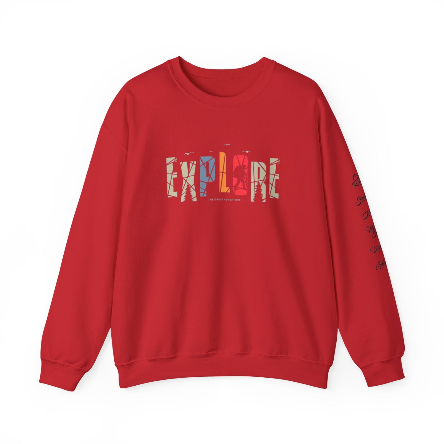 Explore Adventure Crewneck Sweatshirt, Cozy Gift for Travelers, Warm Casual Wear, Outdoor Activities, Perfect for Fall & Winter