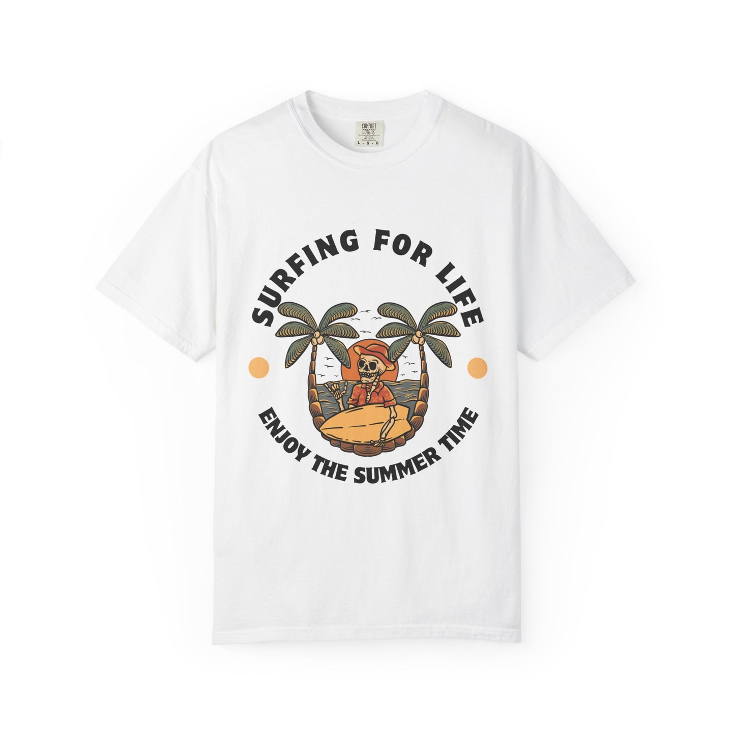Summer Vibes Surfing Tee – Vintage Garment-Dyed Unisex T-Shirt for Beach Lovers"
