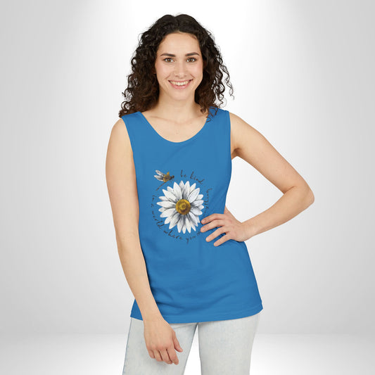 Kindness Floral Tank Top for Summer, Casual Wear, Gift for Her, Eco-Friendly Fashion, Beach Vacation Outfit, Inspirational Apparel