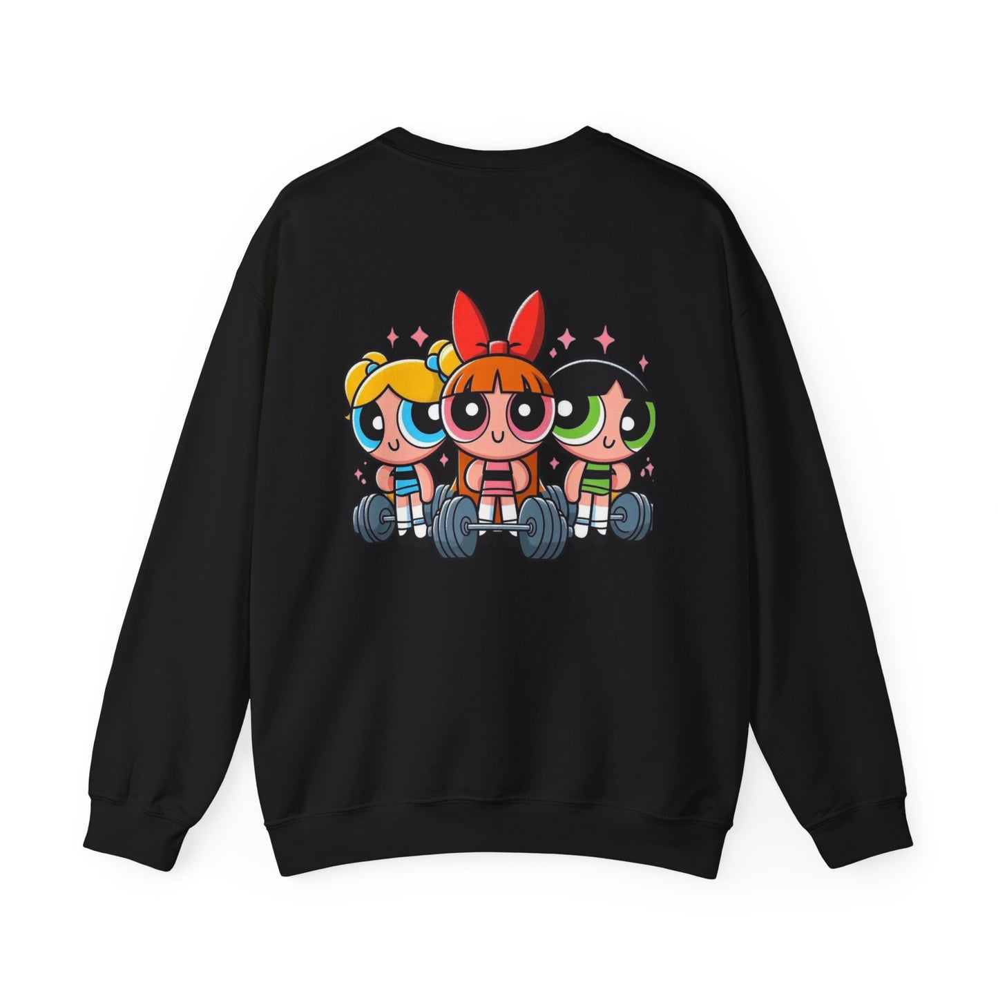 Powerpuff Girls Workout Crewneck Sweatshirt | Unisex Sweatshirt for Cartoon Lovers, Fitness Enthusiasts, Gifts, Casual Wear, Unique Apparel