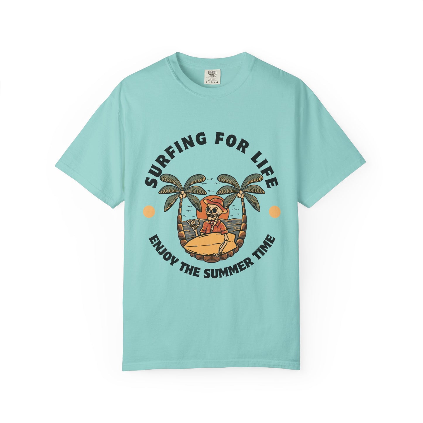 Summer Vibes Surfing Tee – Vintage Garment-Dyed Unisex T-Shirt for Beach Lovers"