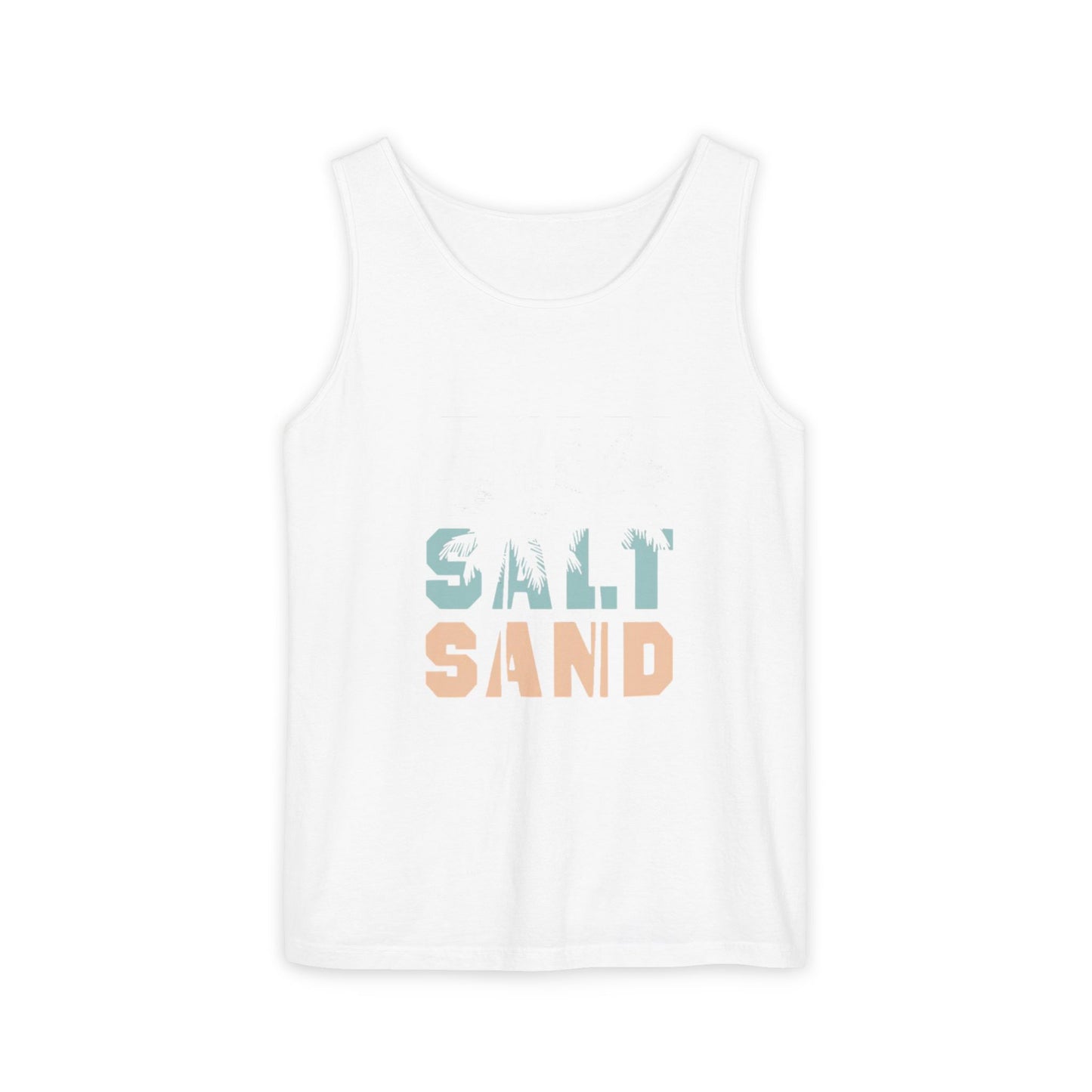 Salty Sand Tank Top for Beach Lovers | Unisex Garment-Dyed Summer Top, Vacation Essential, Perfect Gift for Surfing, Pool, and Travel