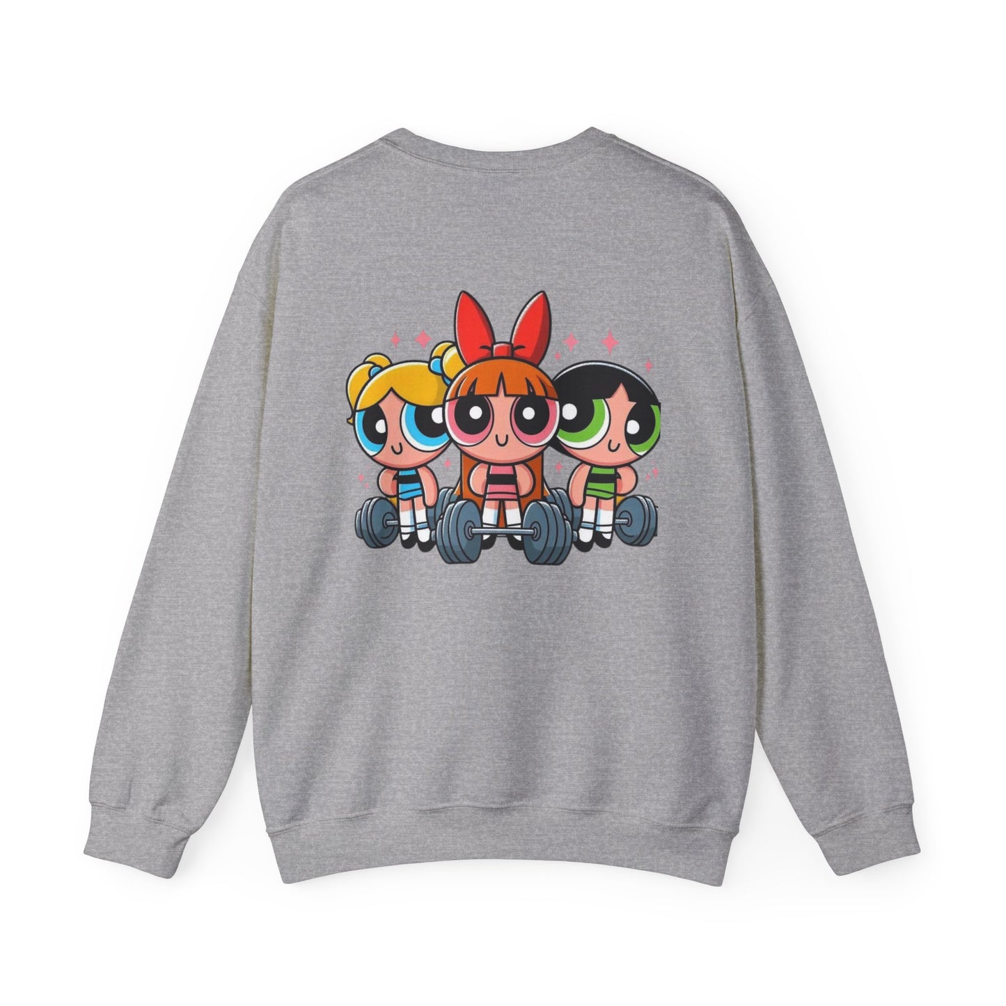 Powerpuff Girls Workout Crewneck Sweatshirt | Unisex Sweatshirt for Cartoon Lovers, Fitness Enthusiasts, Gifts, Casual Wear, Unique Apparel