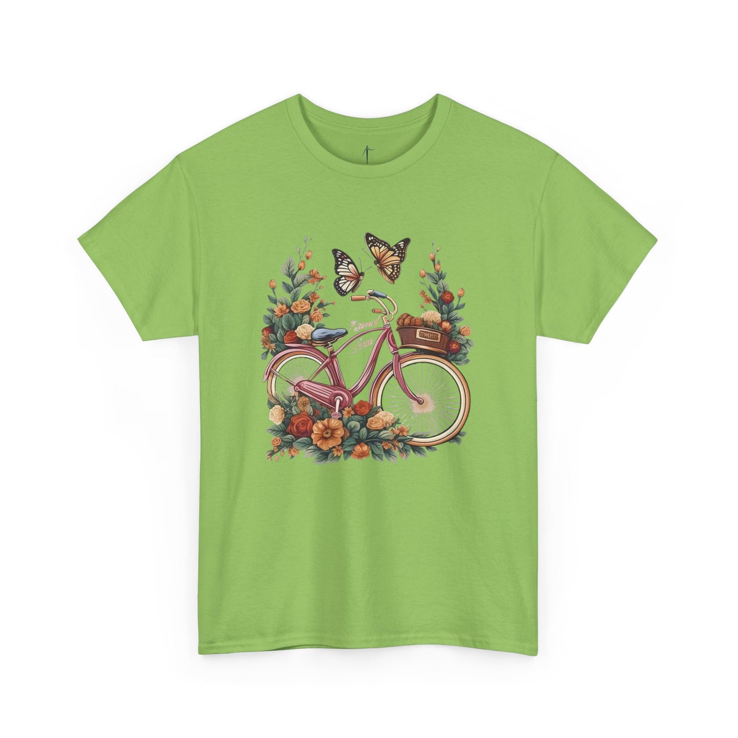 Vintage Floral Bicycle Tee, Unisex Cotton T-Shirt, Nature Lover Gift, Casual Wear, Eco-Friendly Fashion